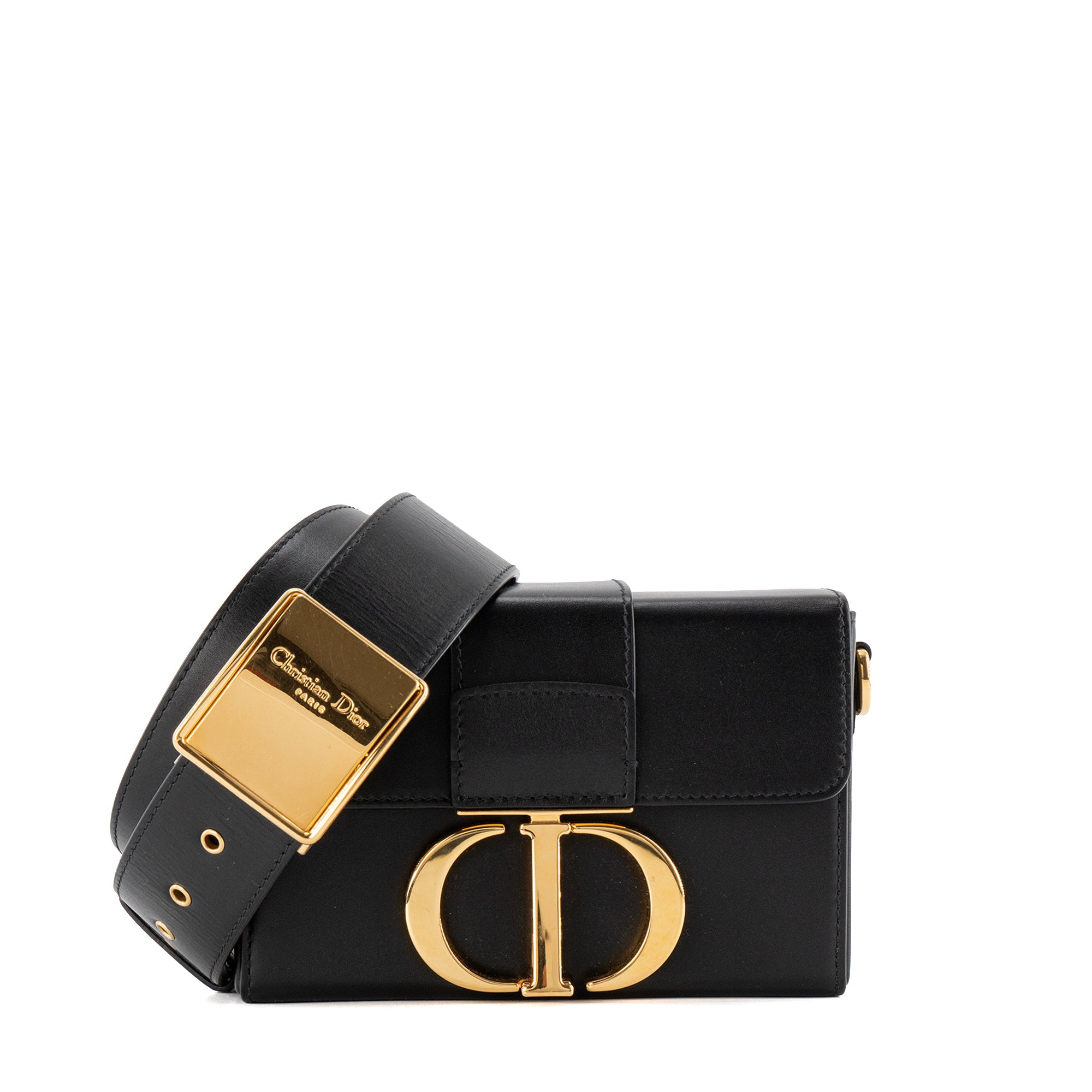 DIOR - Sac à bandoulière 30 Montaigne Box mini Dior en cuir lisse noir