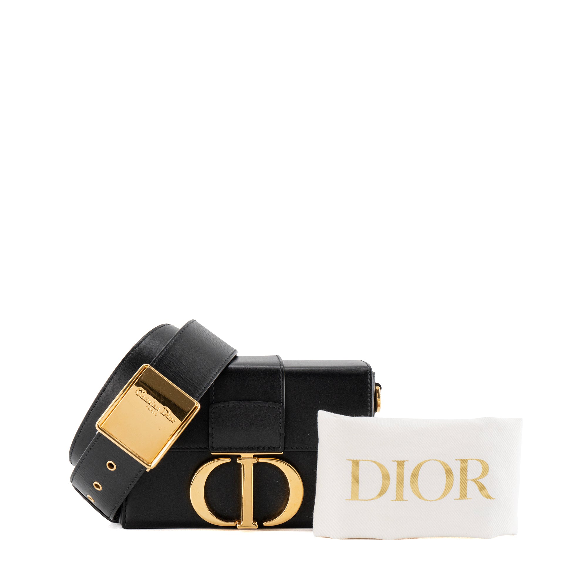 DIOR - Sac à bandoulière 30 Montaigne Box mini Dior en cuir lisse noir