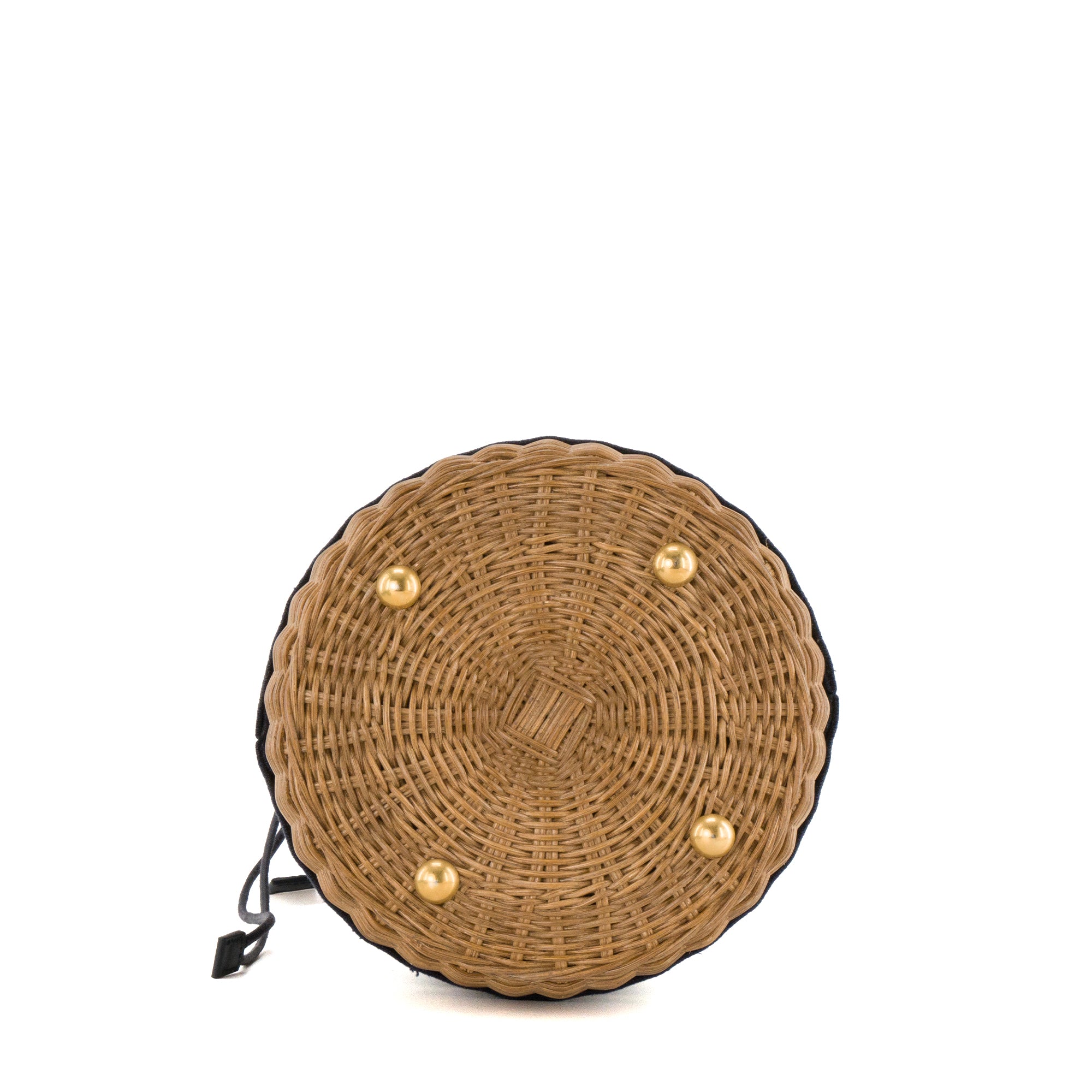 DIOR - Sac à bandoulière Bucket Dior en osier et toile bleu marine