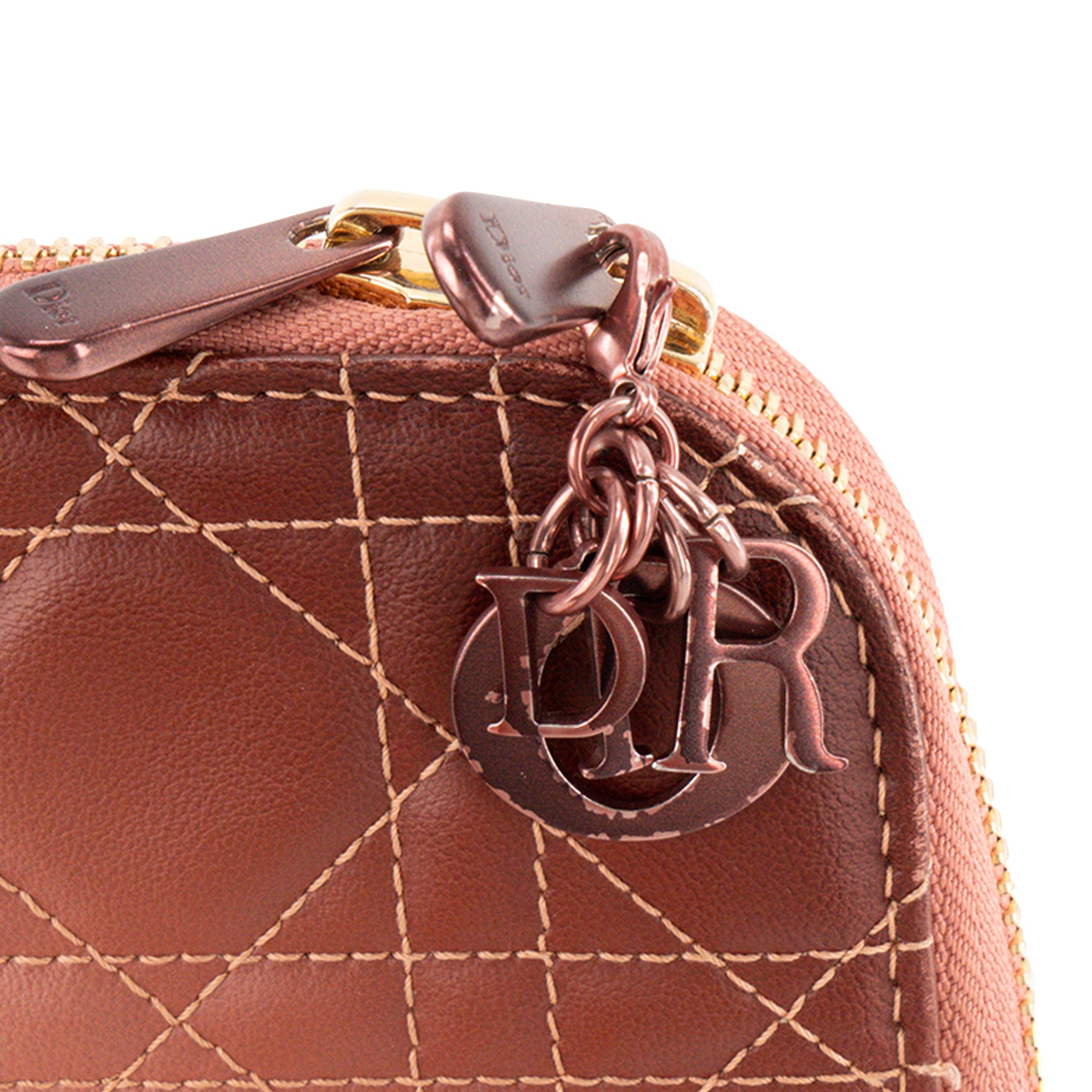 DIOR - Sac à bandoulière Call'In Lady Dior en cuir cannage dégradé de rose et marron