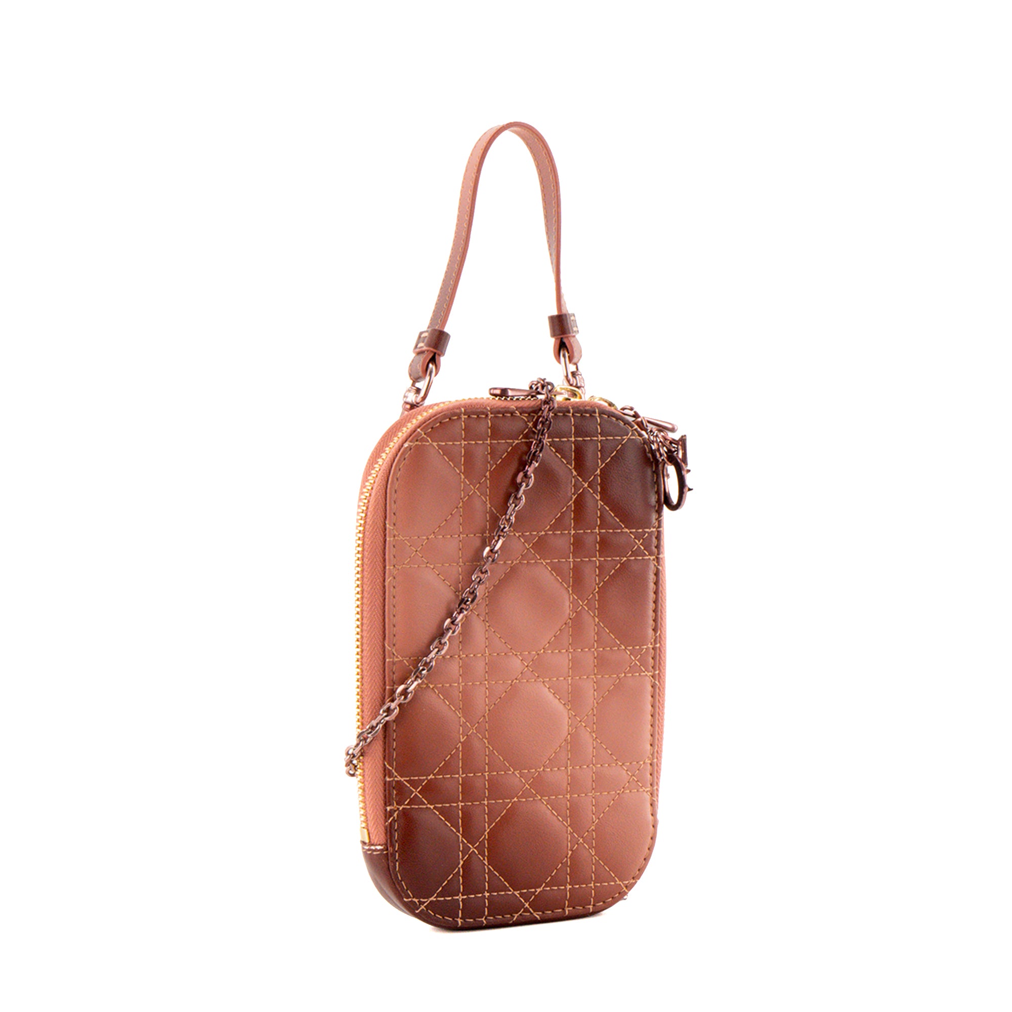 DIOR - Sac à bandoulière Call'In Lady Dior en cuir cannage dégradé de rose et marron
