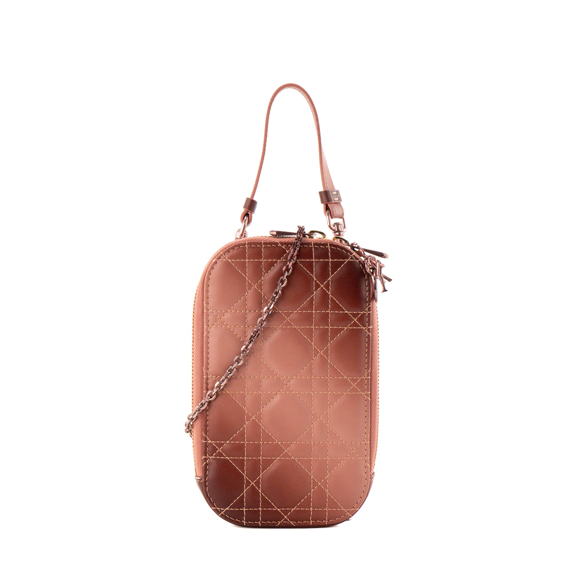 DIOR - Sac à bandoulière Call'In Lady Dior en cuir cannage dégradé de rose et marron
