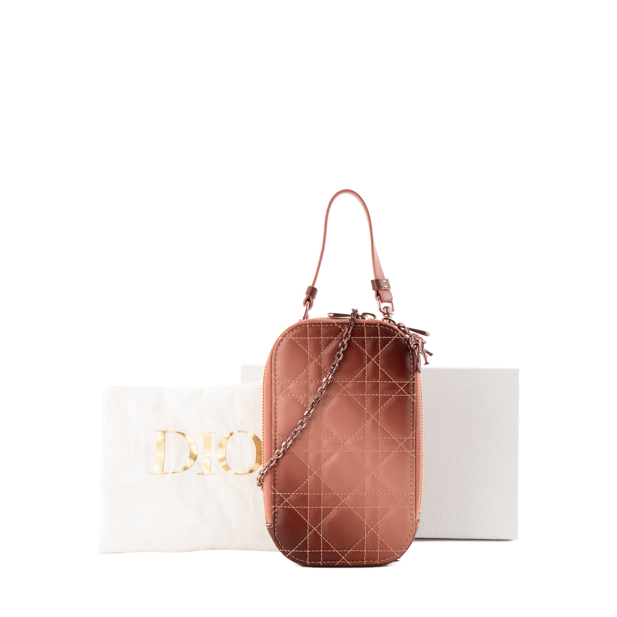 DIOR - Sac à bandoulière Call'In Lady Dior en cuir cannage dégradé de rose et marron