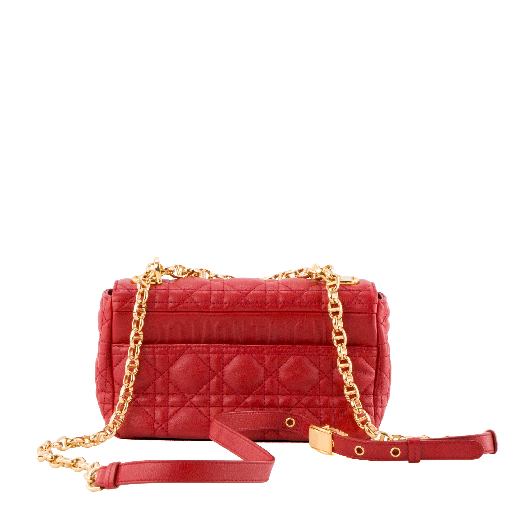 DIOR - Sac à bandoulière Caro Dior en cuir cannage rouge