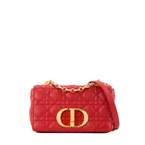 DIOR - Sac à bandoulière Caro Dior en cuir cannage rouge