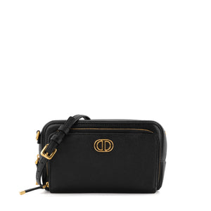 DIOR - Sac à bandoulière Caro Double Pouch Dior en cuir grainé noir