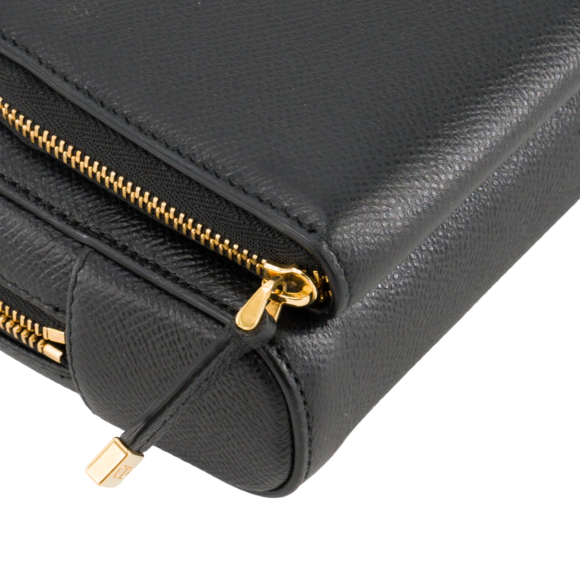 DIOR - Sac à bandoulière Caro Double Pouch Dior en cuir grainé noir