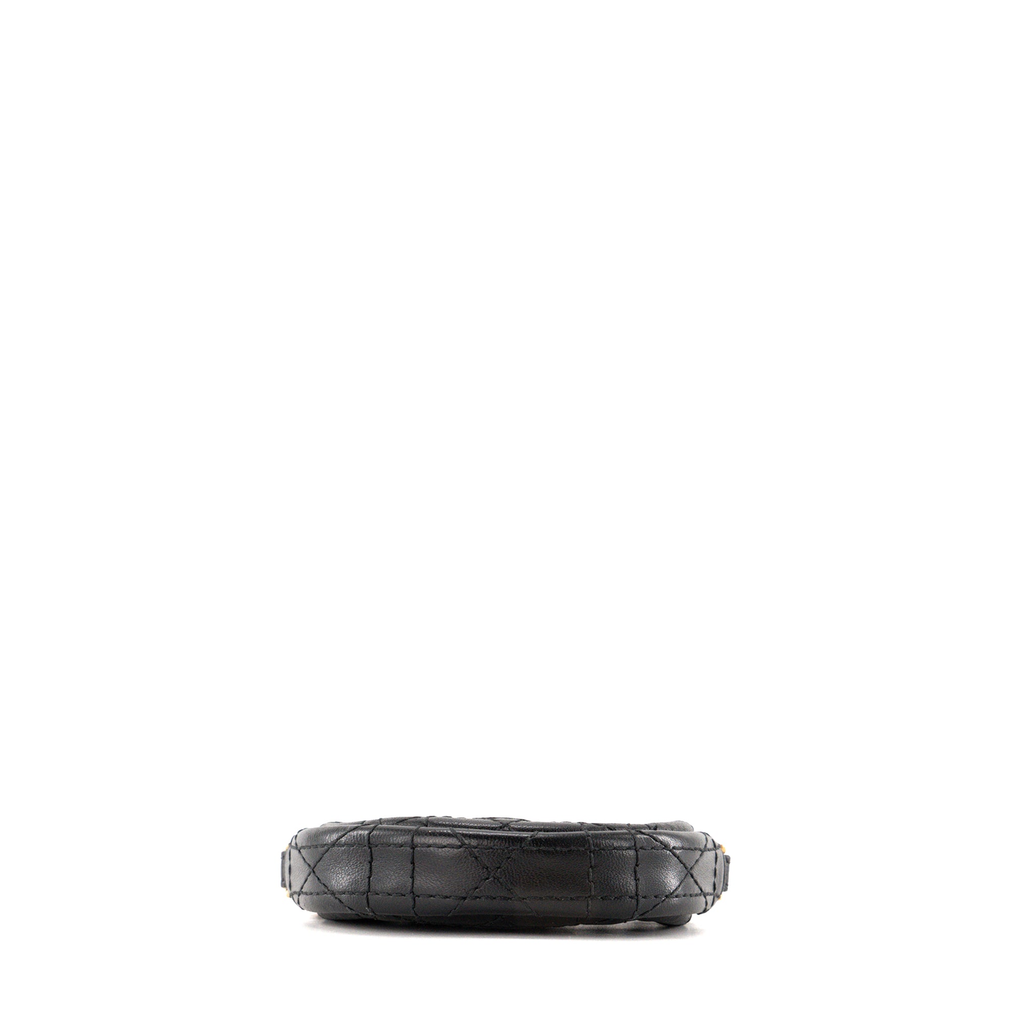 DIOR - Dior Caro Mini Round Crossbody Bag in Black Cannage Leather