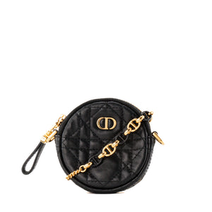 DIOR - Sac à bandoulière Caro mini rond Dior en cuir cannage noir
