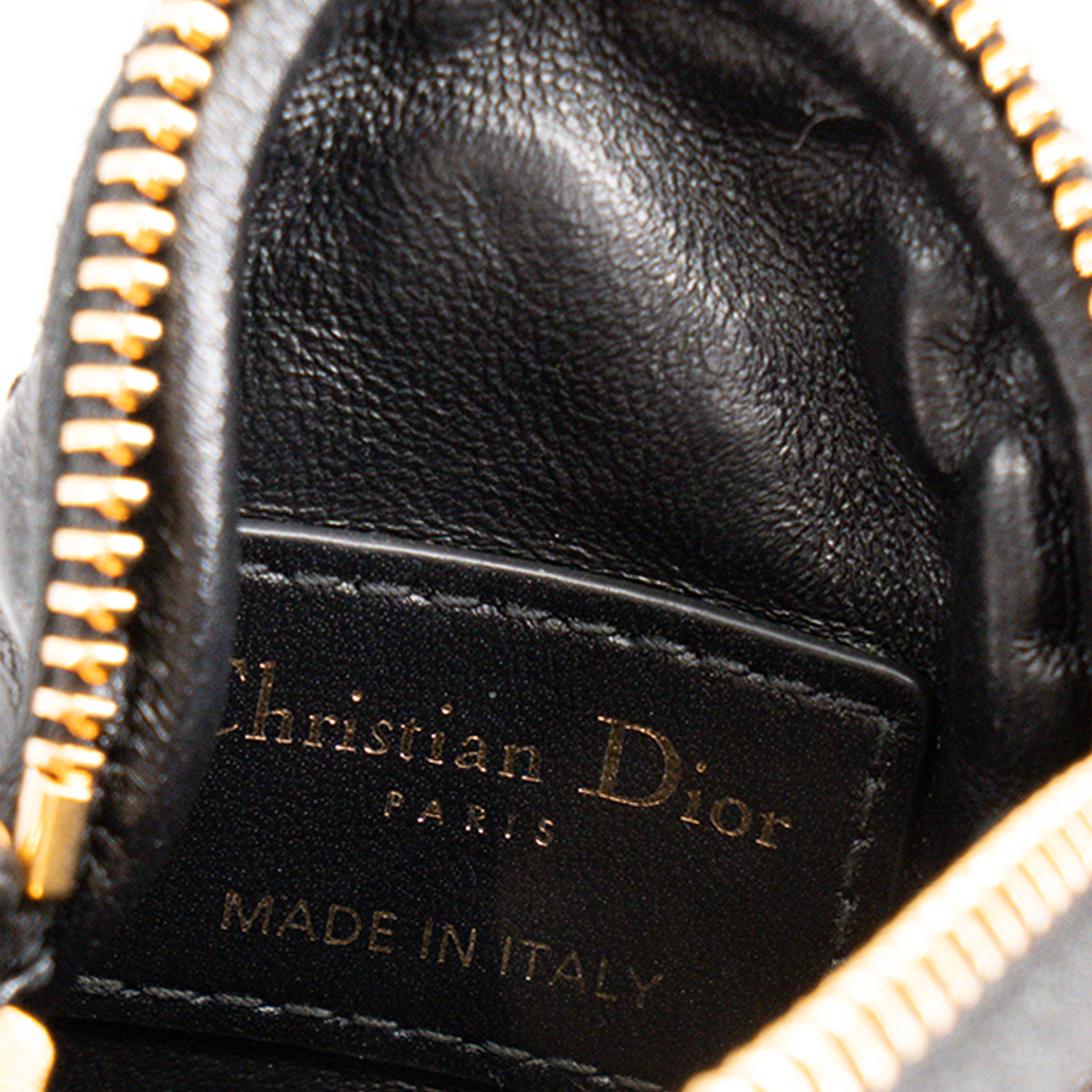 DIOR - Dior Caro Mini Round Crossbody Bag in Black Cannage Leather