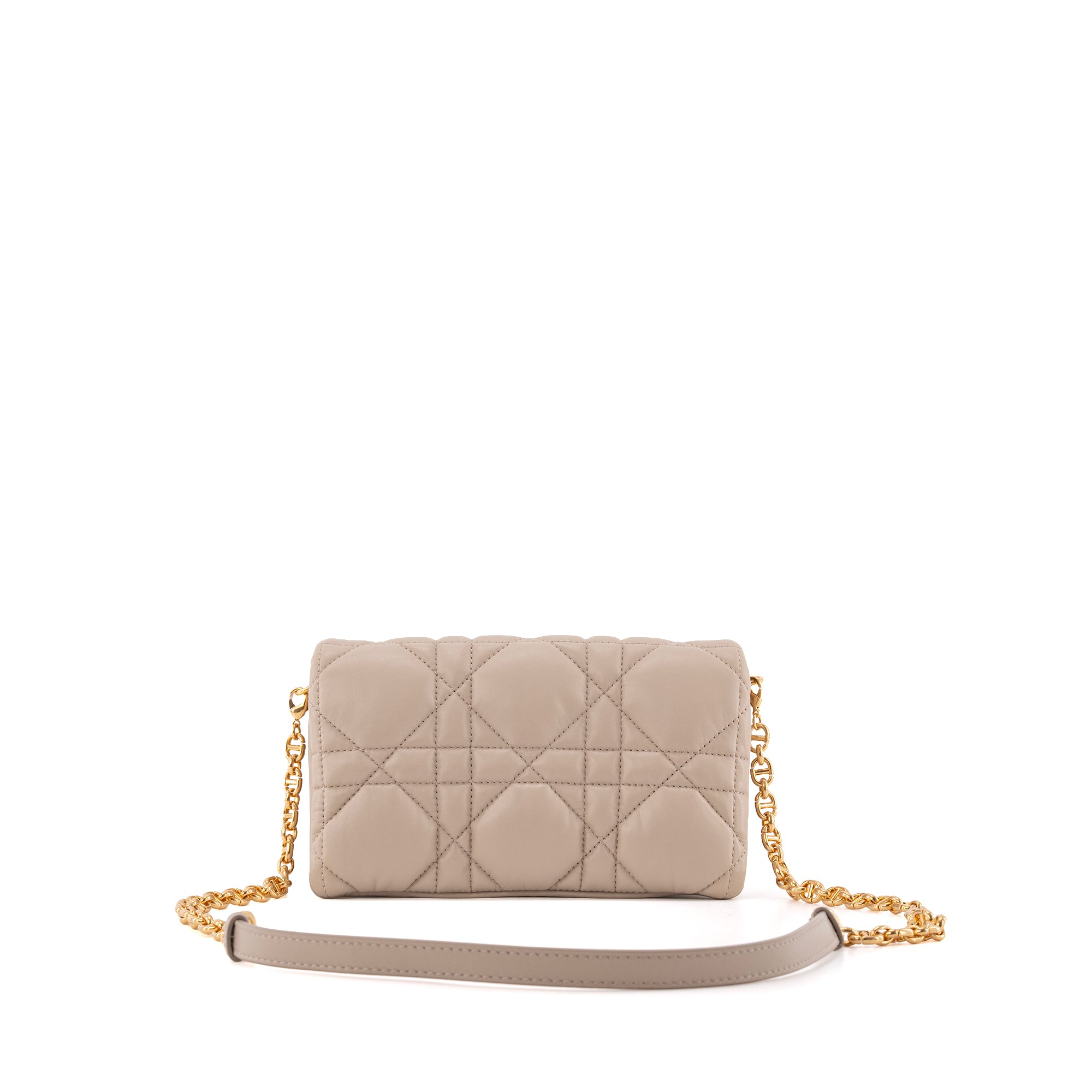 DIOR - Sac à bandoulière Caro Pouch Dior en cuir beige