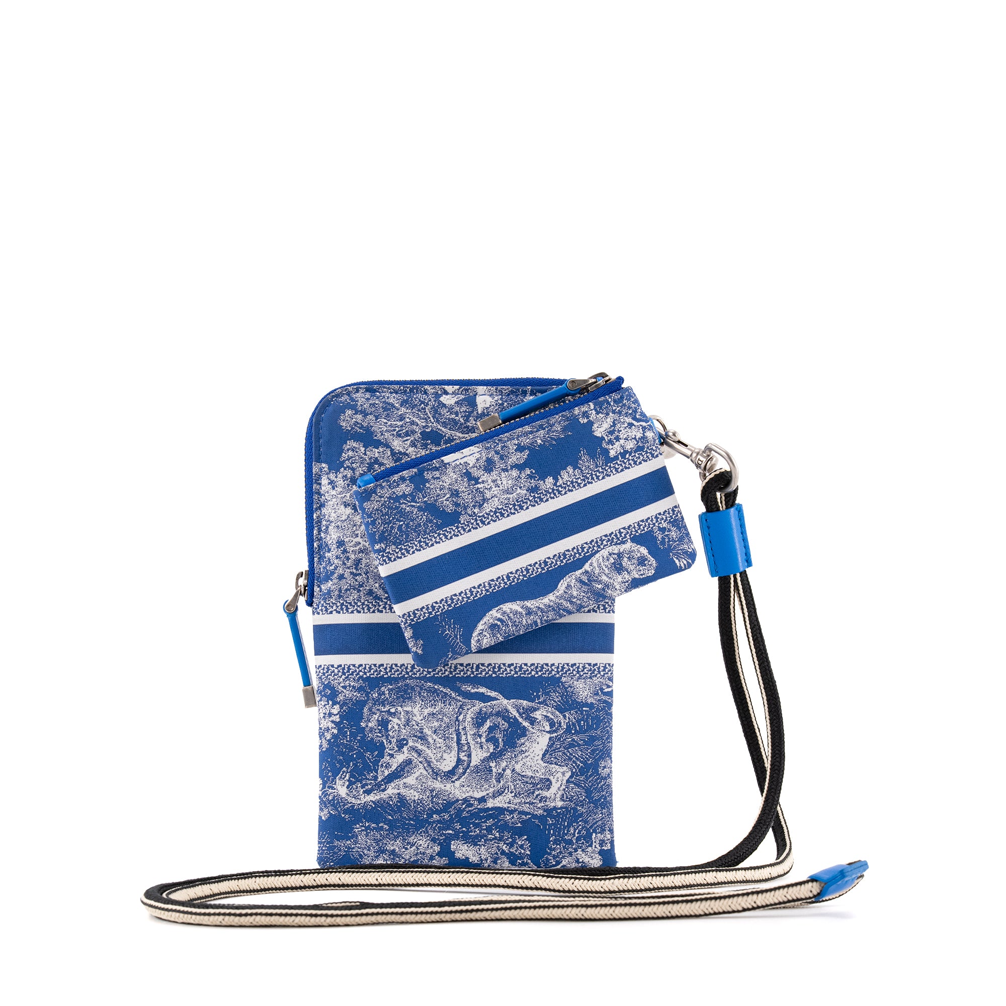 DIOR - Sac à bandoulière Dior en toile de jouy bleue