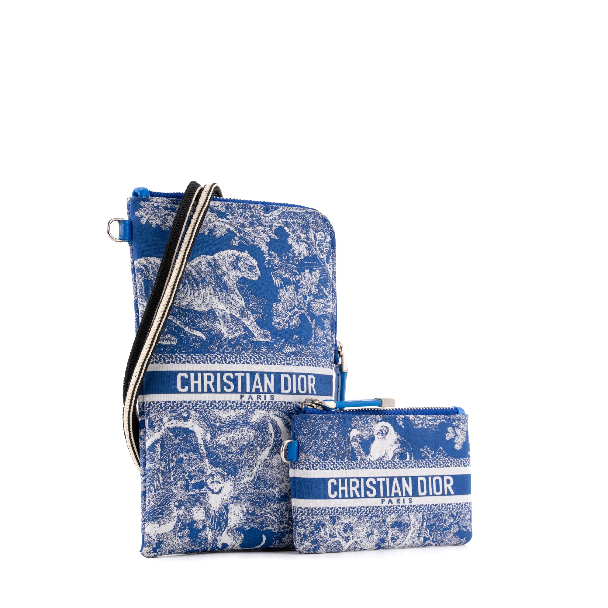 DIOR - Sac à bandoulière Dior en toile de jouy bleue