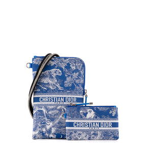 DIOR - Sac à bandoulière Dior en toile de jouy bleue