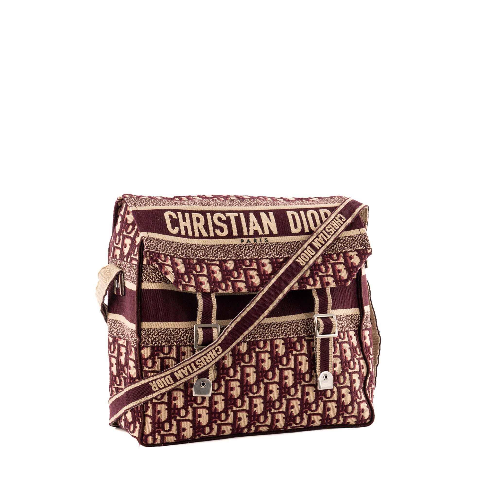 DIOR - Sac à bandoulière Diorcamp Dior en toile Dior Oblique bordeaux