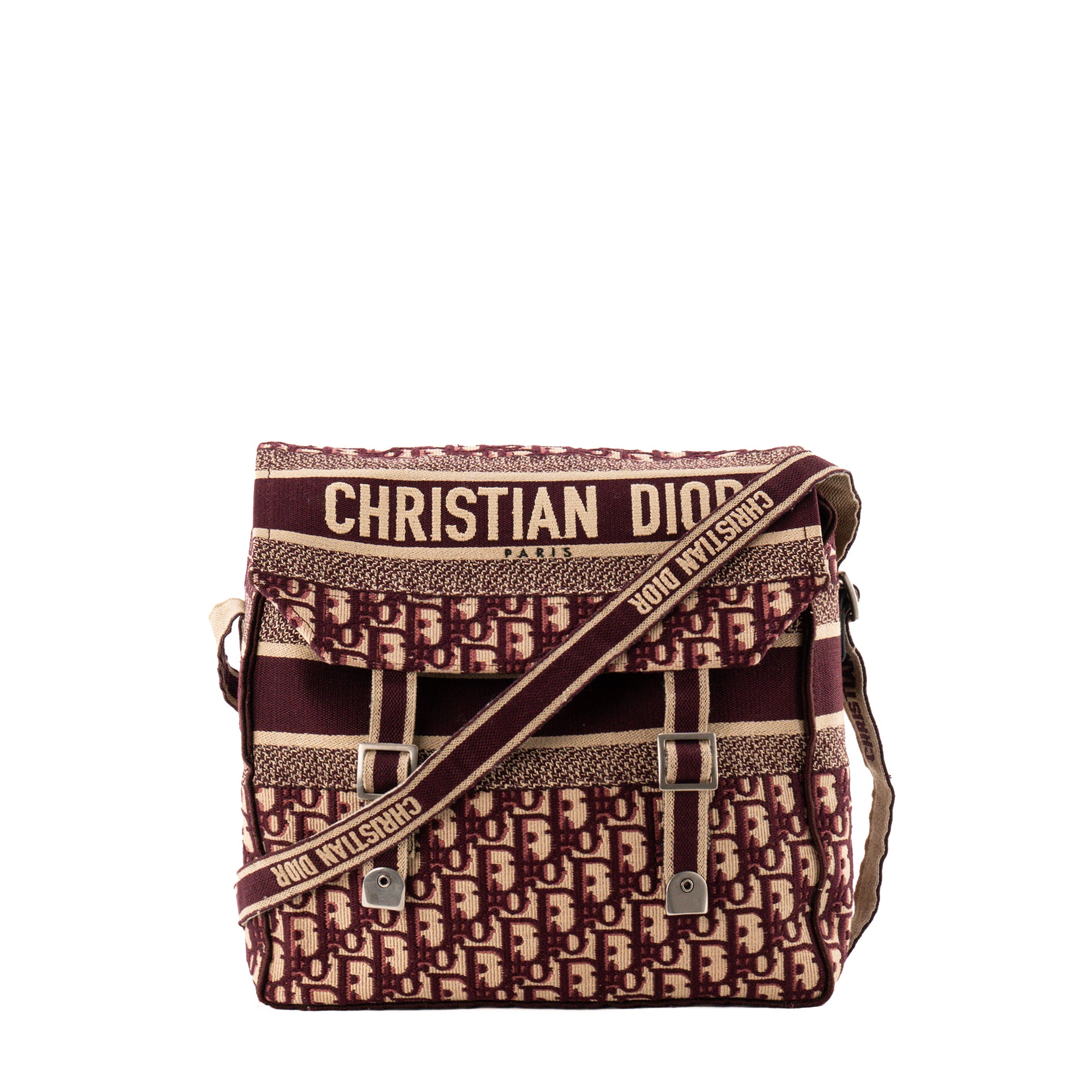 DIOR - Sac à bandoulière Diorcamp Dior en toile Dior Oblique bordeaux