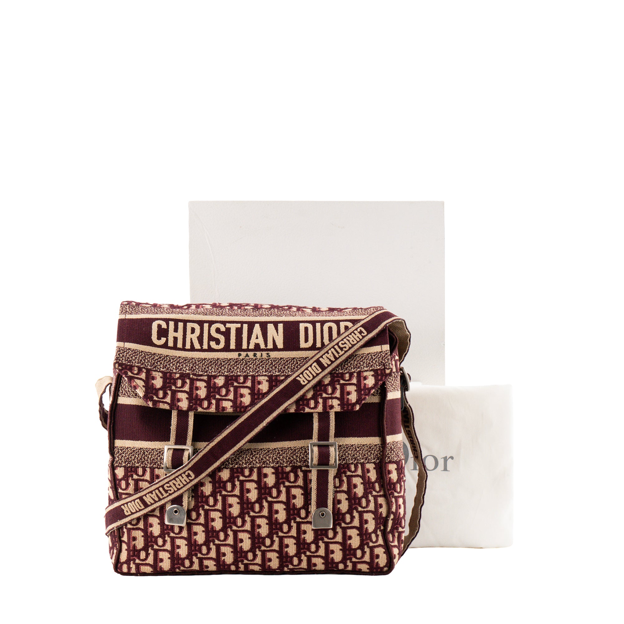 DIOR - Sac à bandoulière Diorcamp Dior en toile Dior Oblique bordeaux