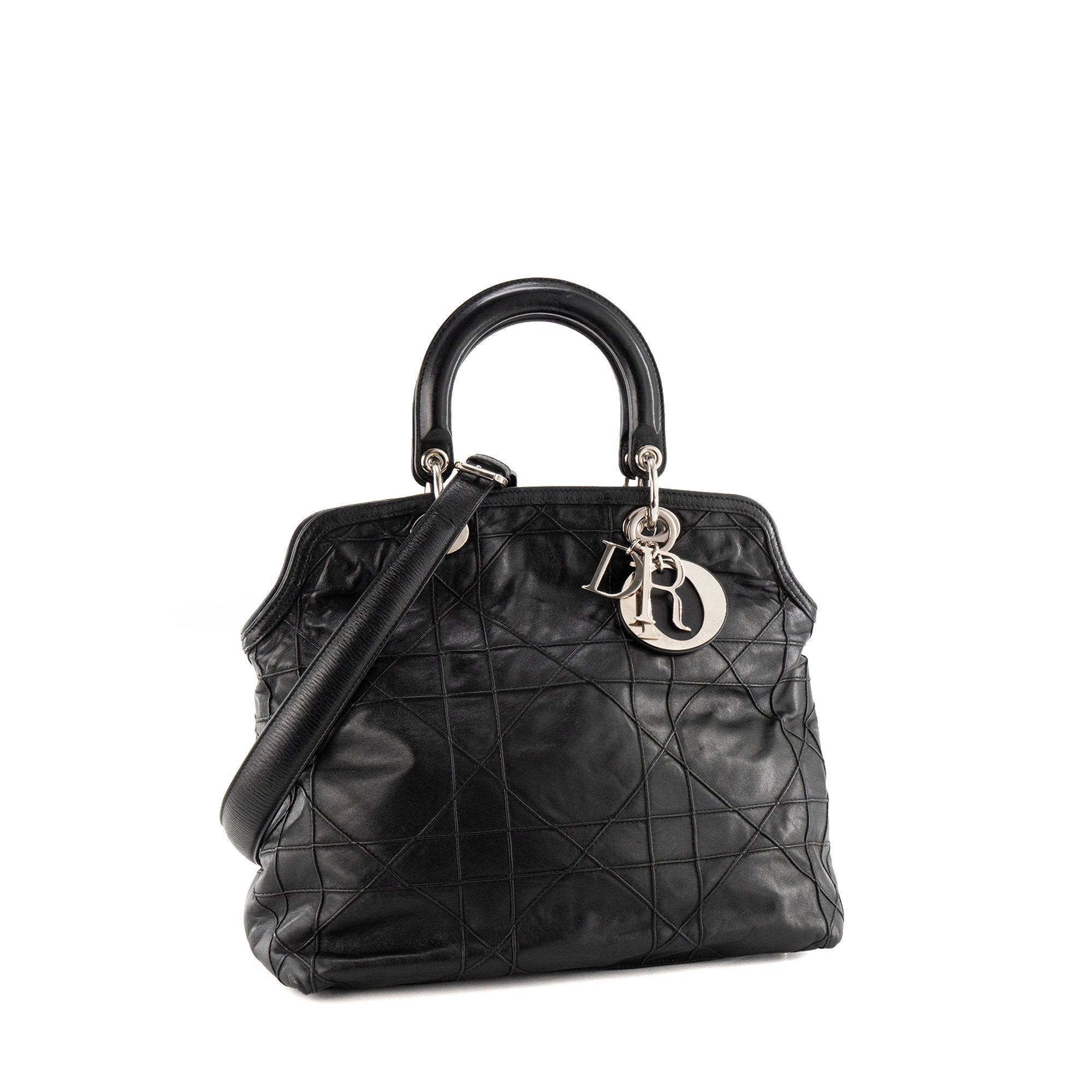 DIOR - Sac à bandoulière Granville Dior en cuir lisse noir