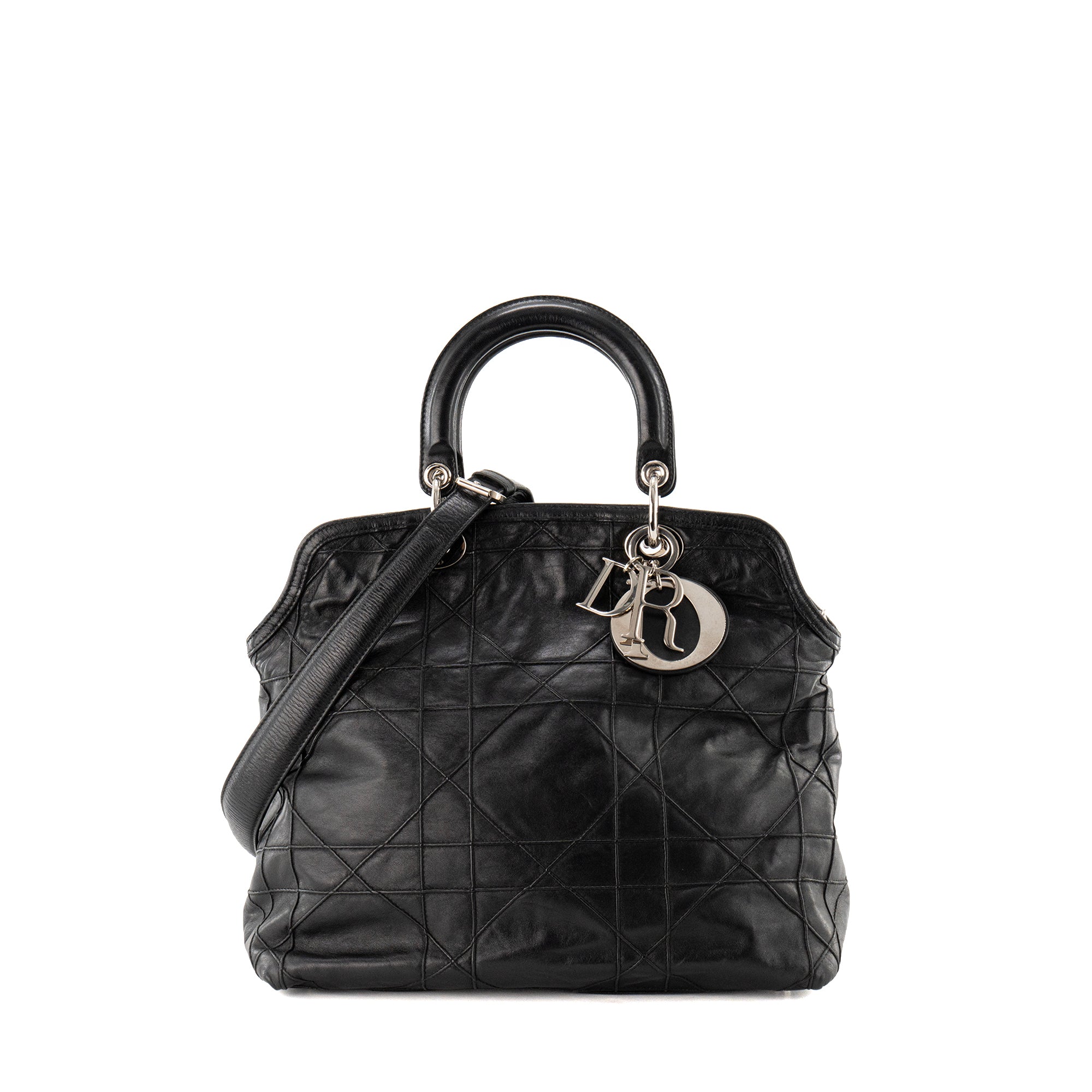 DIOR - Sac à bandoulière Granville Dior en cuir lisse noir