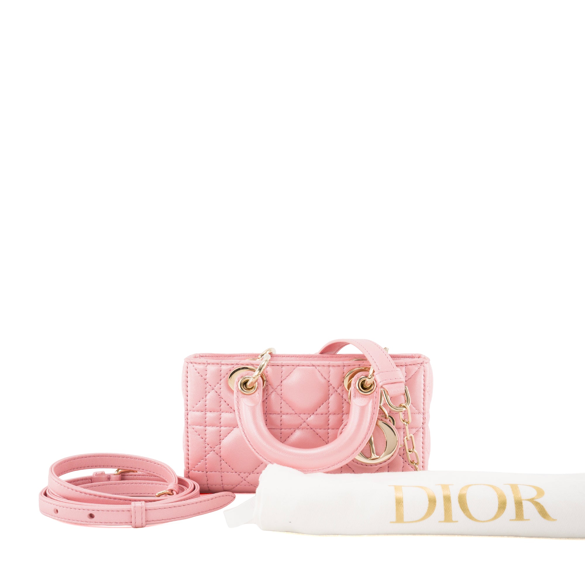 DIOR - Sac à bandoulière Lady D-Joy Dior en cuir irisé rose