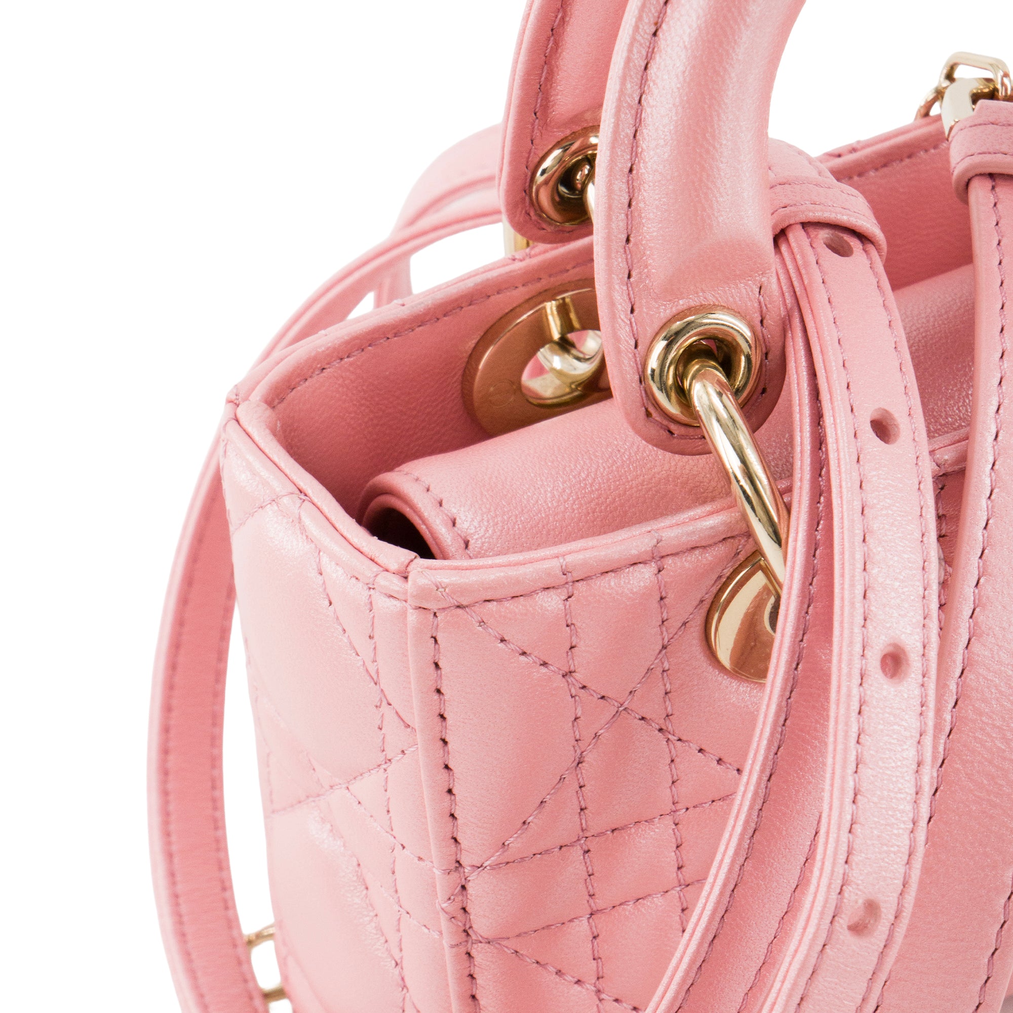 DIOR - Sac à bandoulière Lady D-Joy Dior en cuir irisé rose