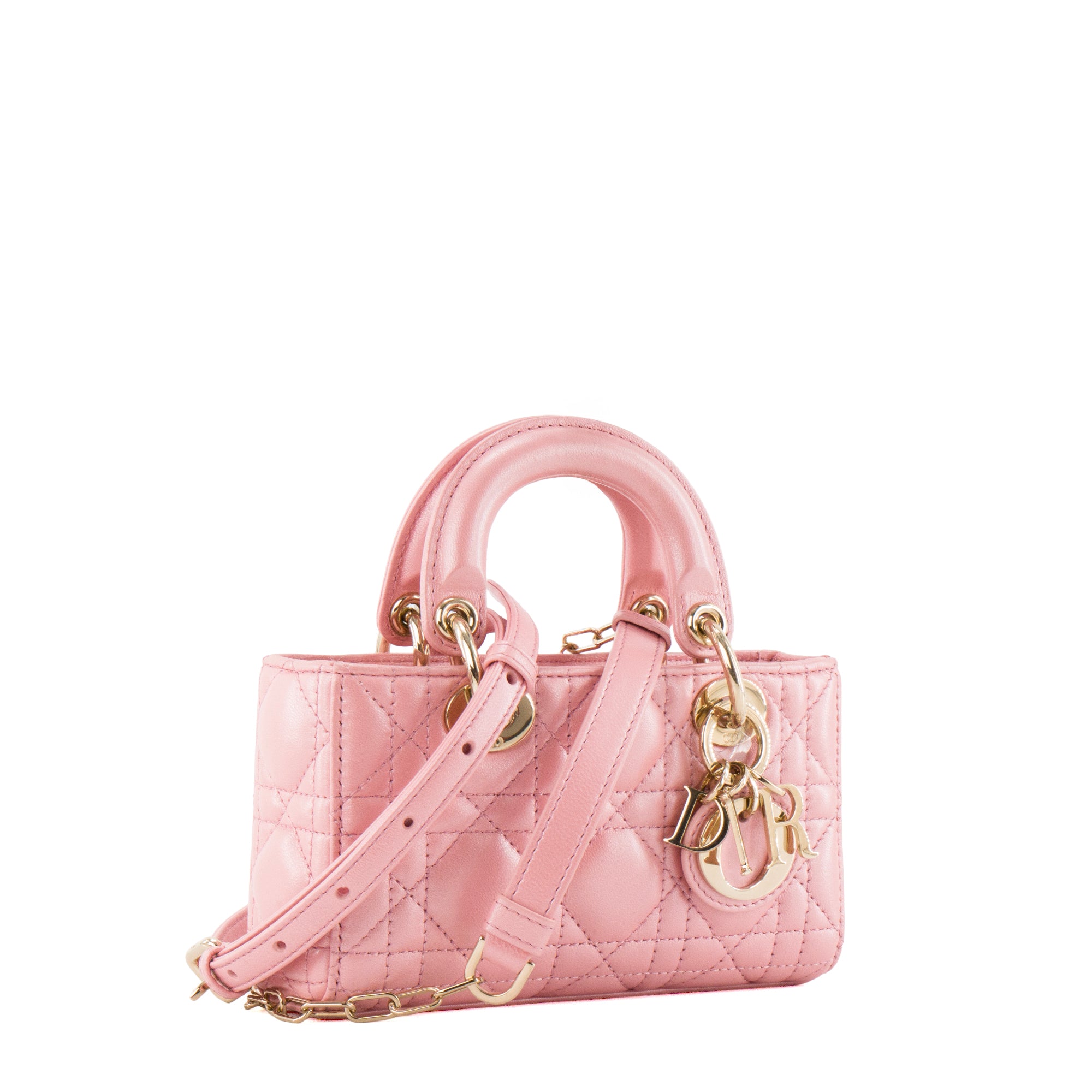 DIOR - Sac à bandoulière Lady D-Joy Dior en cuir irisé rose
