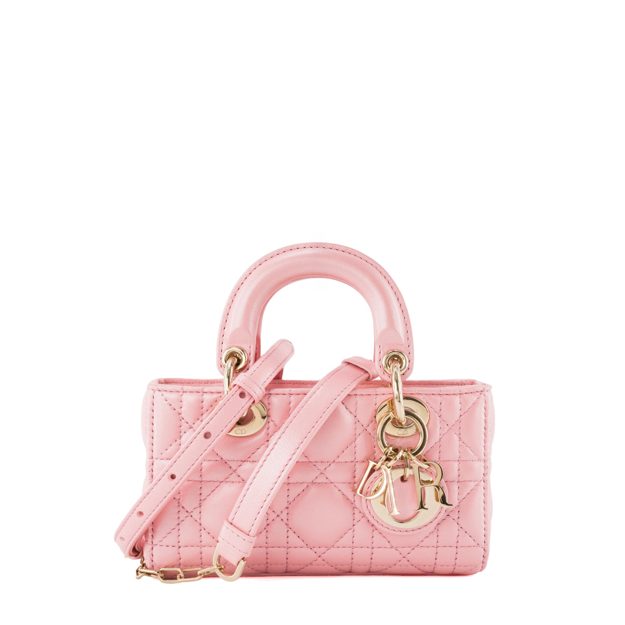 DIOR - Sac à bandoulière Lady D-Joy Dior en cuir irisé rose