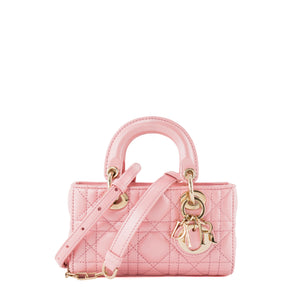 DIOR - Sac à bandoulière Lady D-Joy Dior en cuir irisé rose