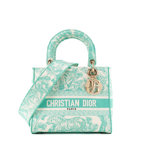 DIOR - Sac à bandoulière Lady D-Lite Dior en toile blanche et bleue