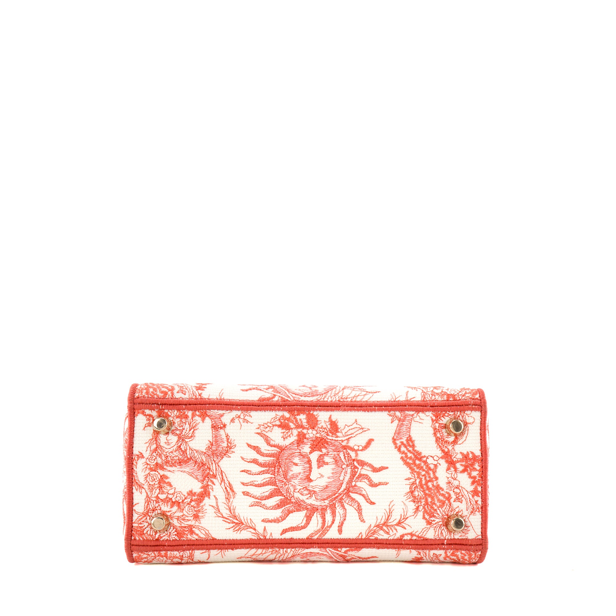 DIOR - Sac à bandoulière Lady D-Lite Dior en toile corail et blanc