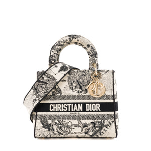 DIOR - Sac à bandoulière Lady D-Lite Dior en toile noire et blanche