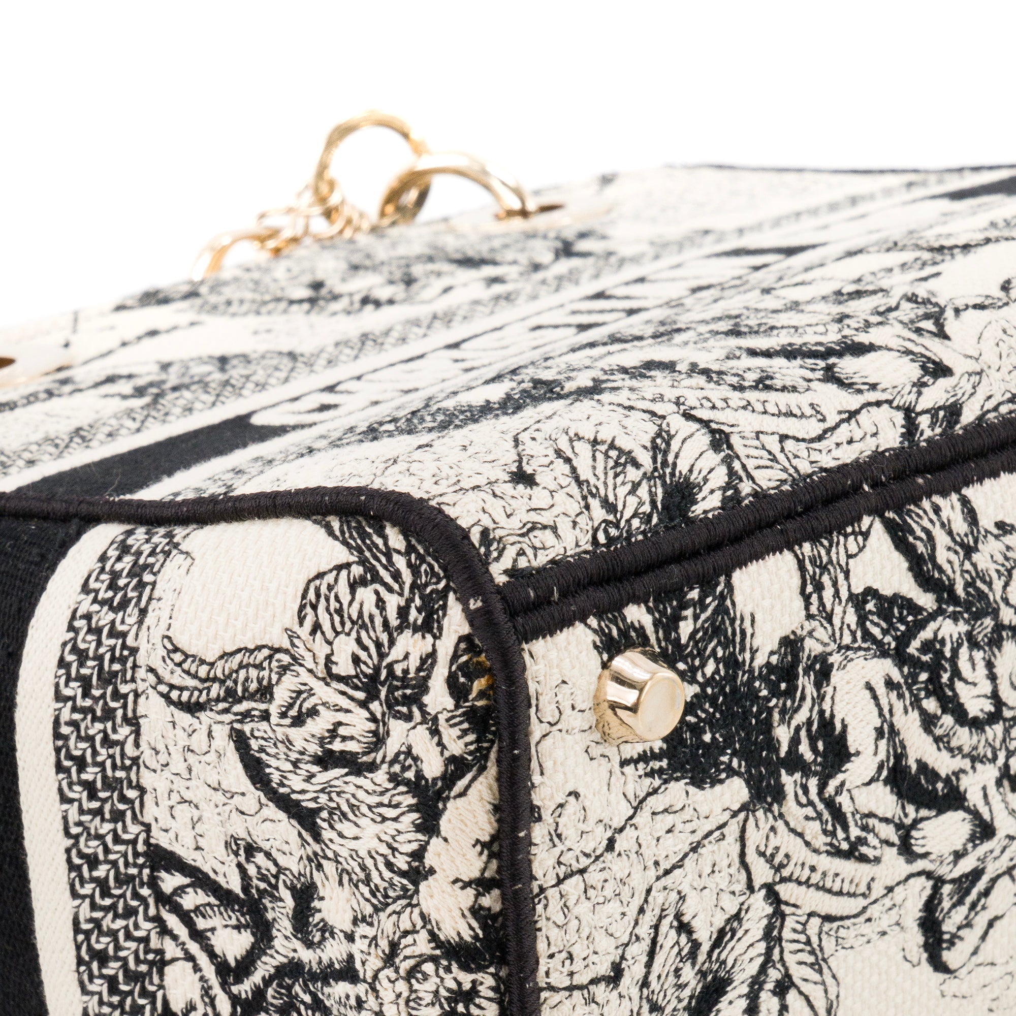 DIOR - Sac à bandoulière Lady D-Lite Dior en toile noire et blanche