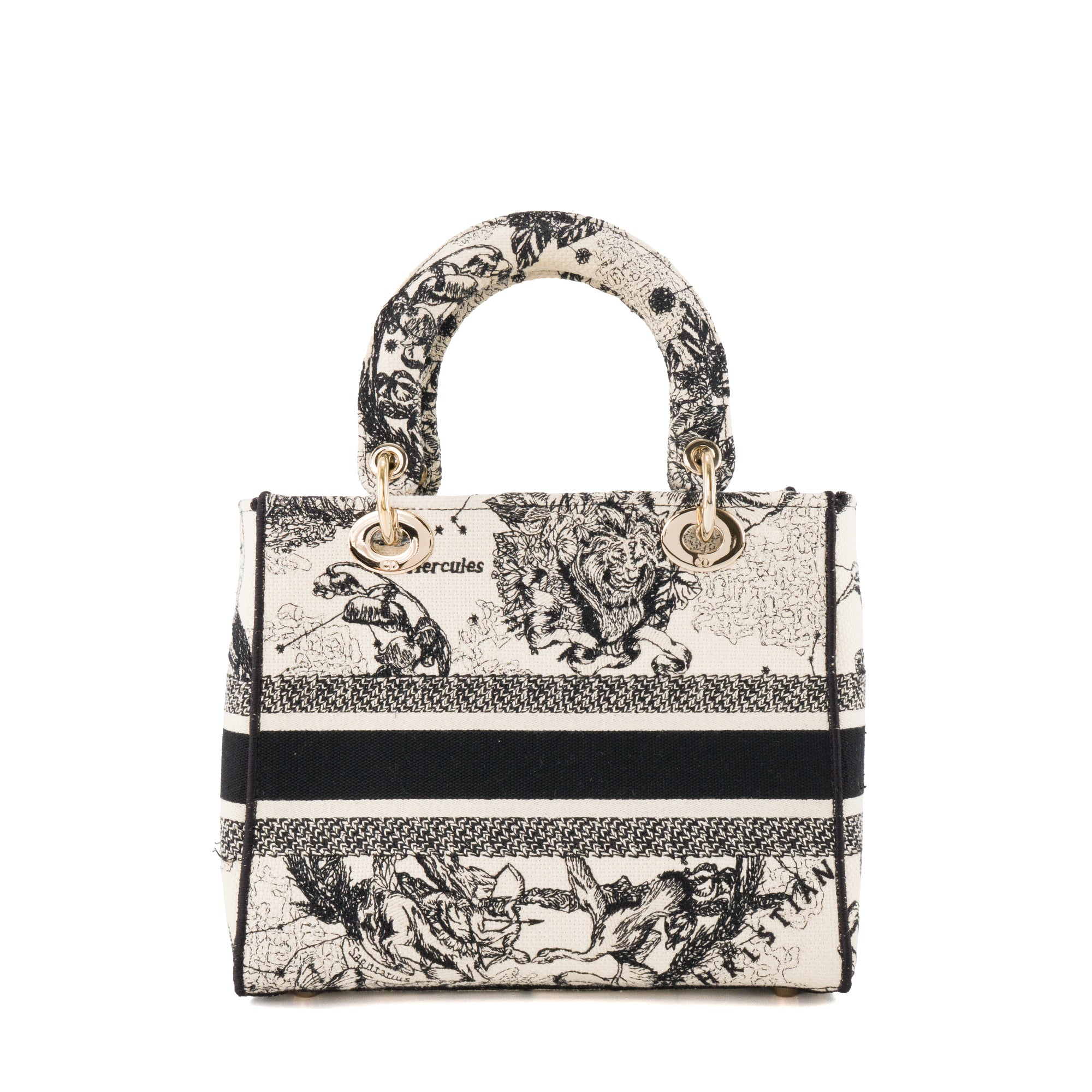 DIOR - Sac à bandoulière Lady D-Lite Dior en toile noire et blanche