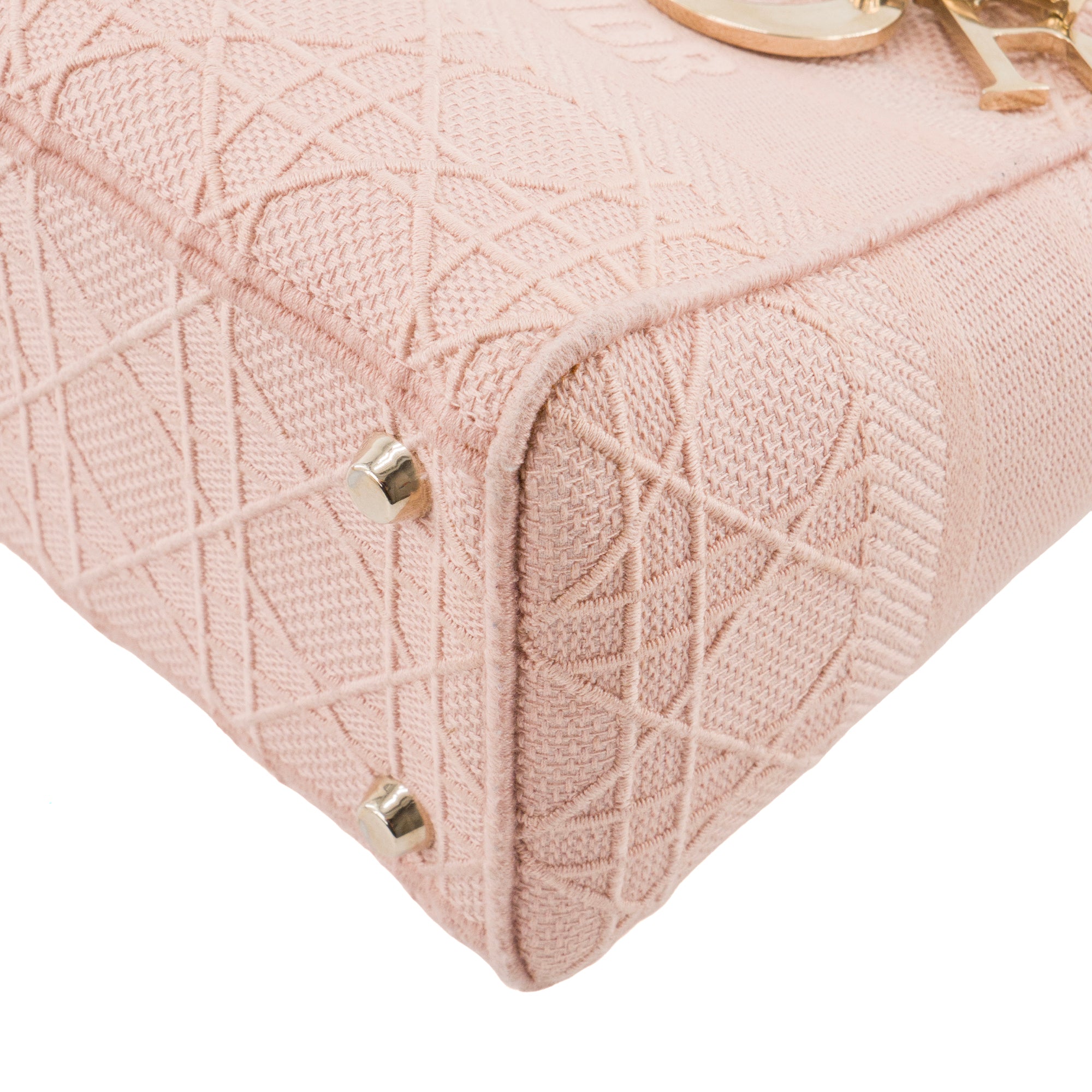 DIOR - Sac à bandoulière Lady D-Lite medium Dior en toile cannage rose ancien