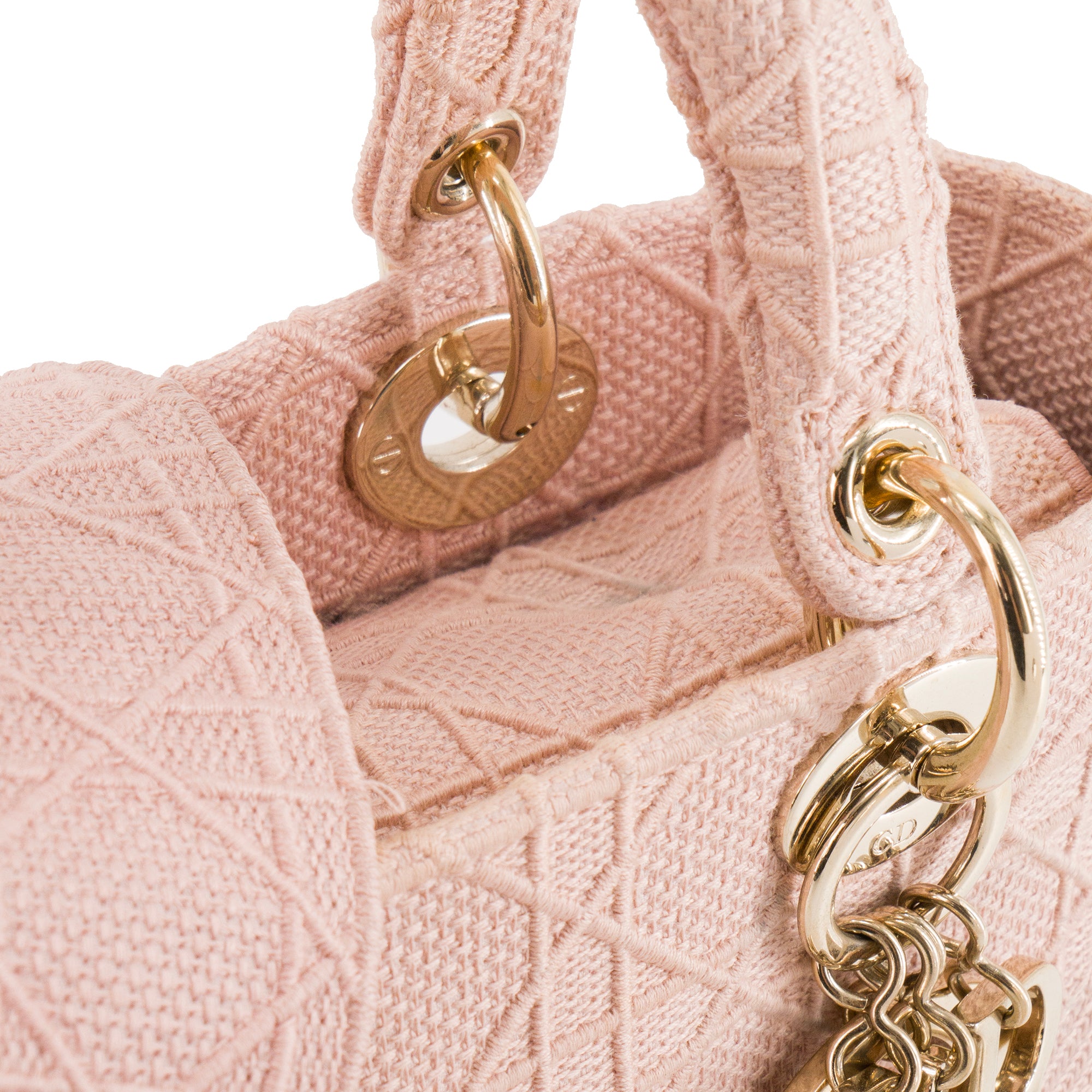 DIOR - Sac à bandoulière Lady D-Lite medium Dior en toile cannage rose ancien