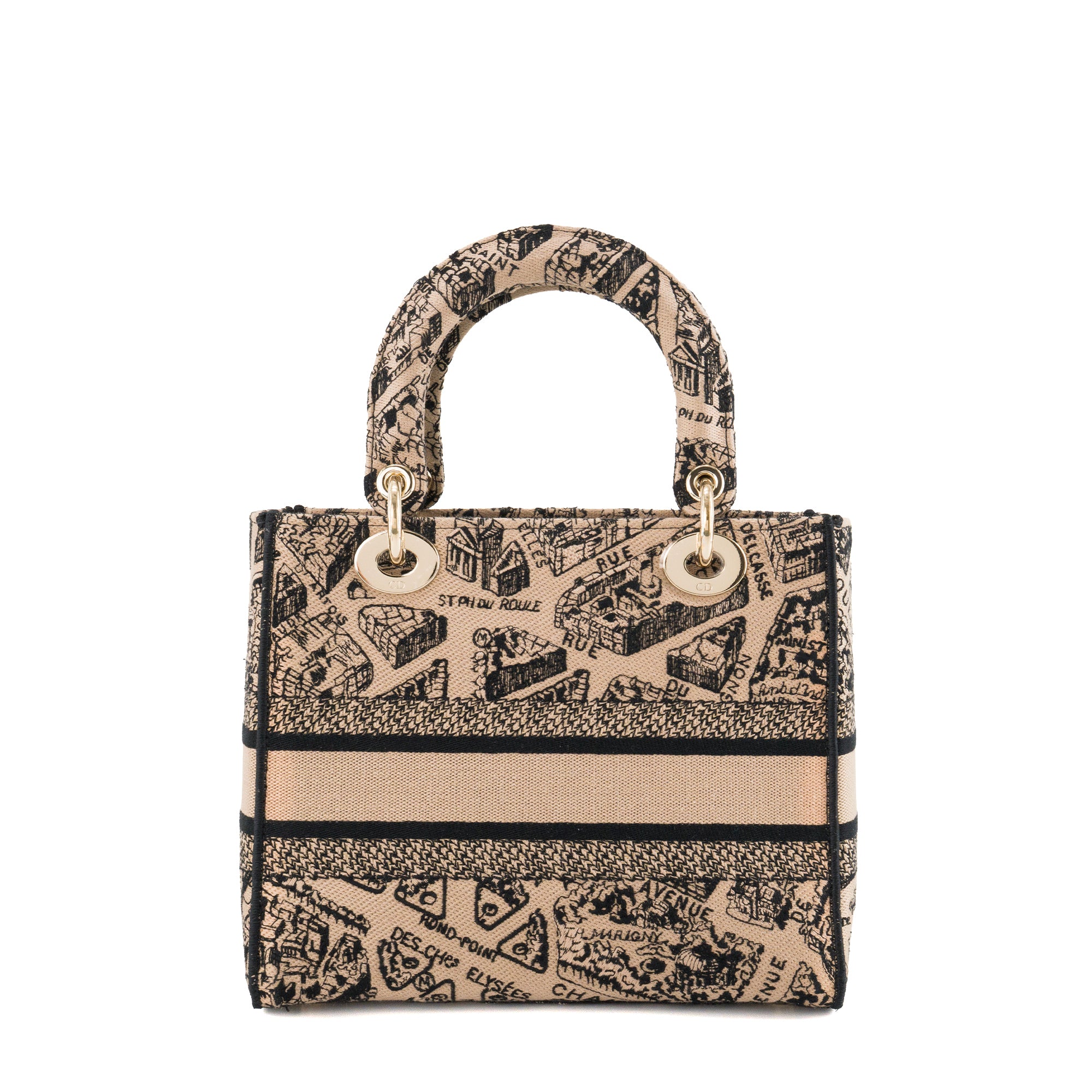 DIOR - Sac à bandoulière Lady D-Lite Plan de Paris Dior en toile marron édition limitée
