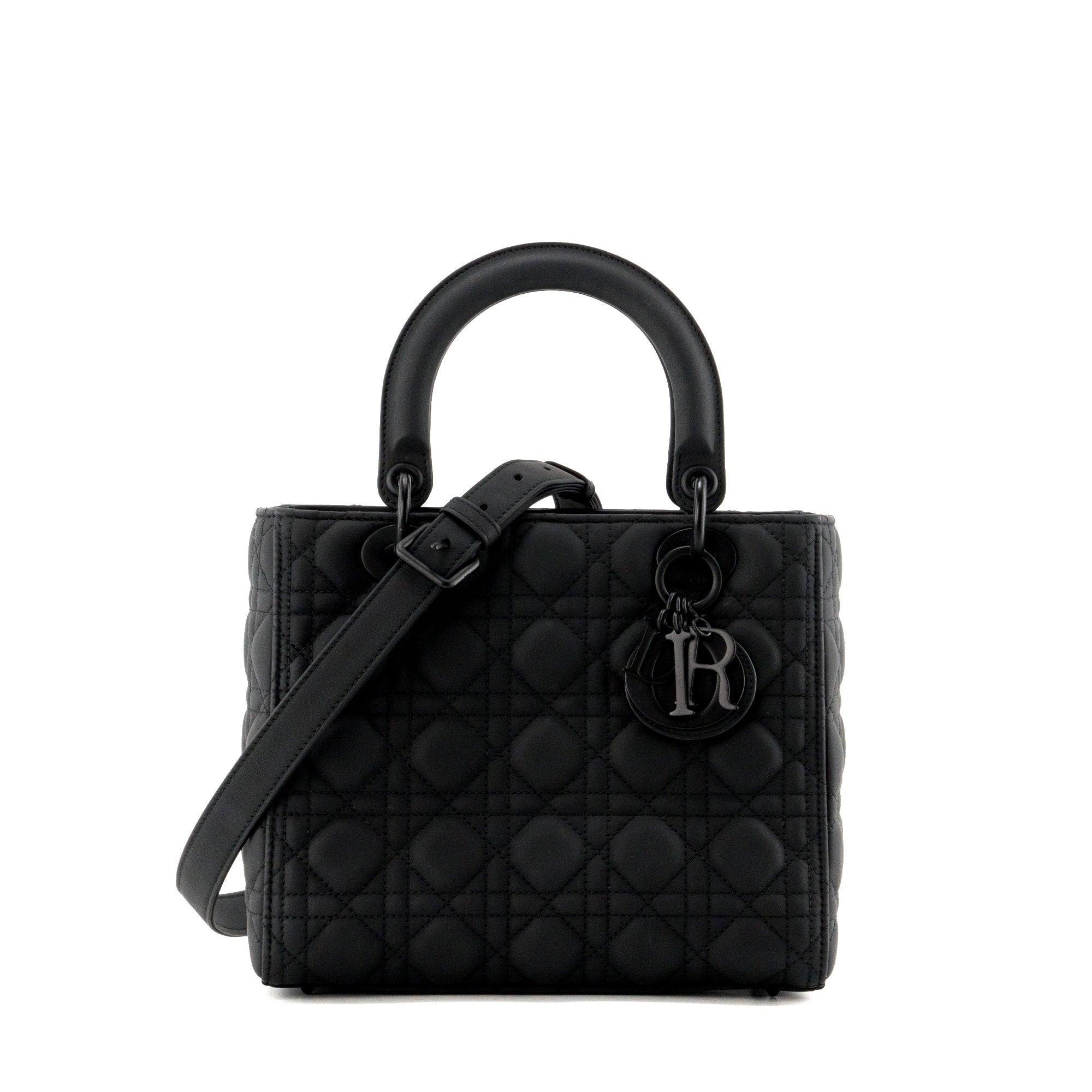 DIOR - Sac à bandoulière Lady Dior en cuir lisse noir édition limitée So Black