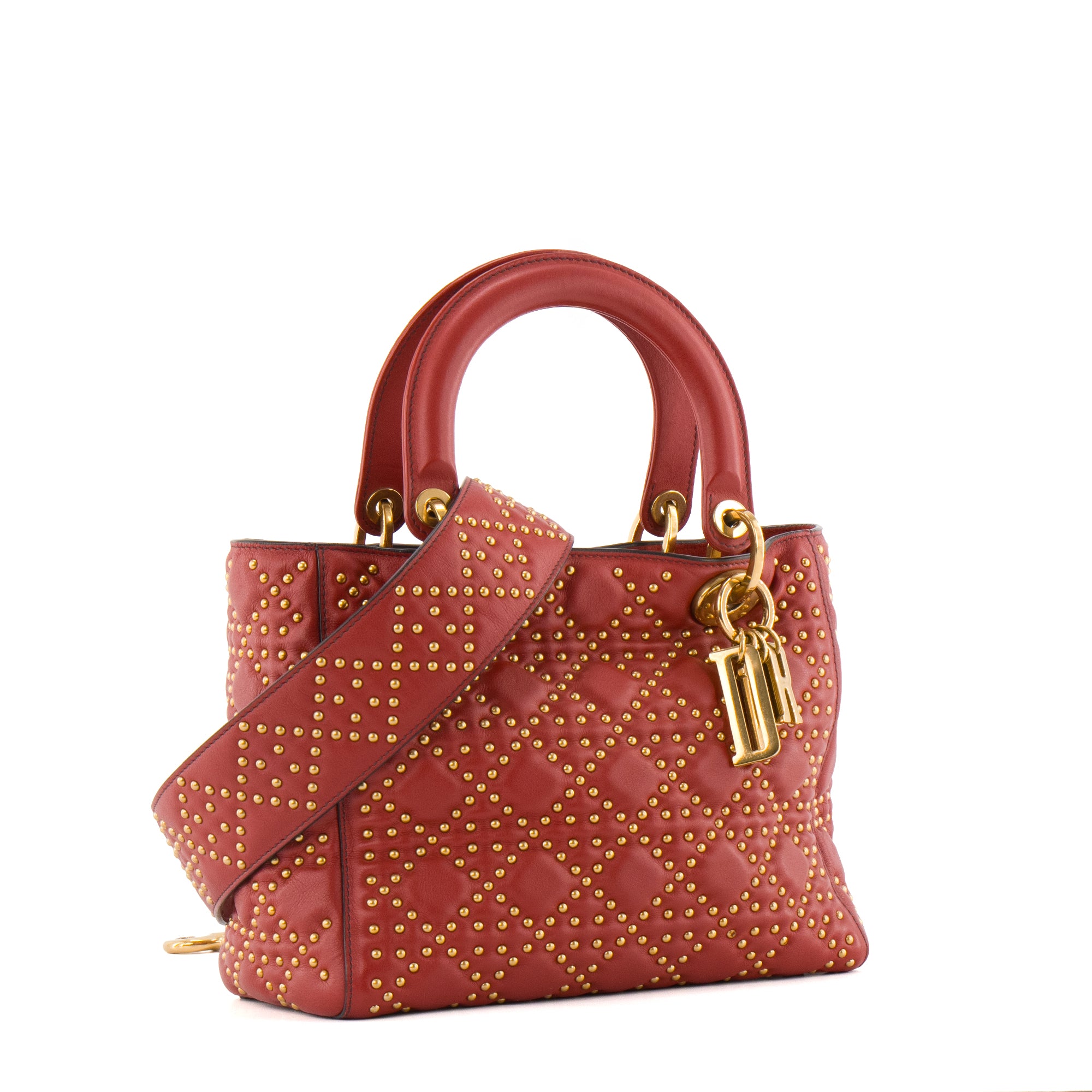 DIOR - Sac à bandoulière Lady Dior en cuir rouge édition limitée