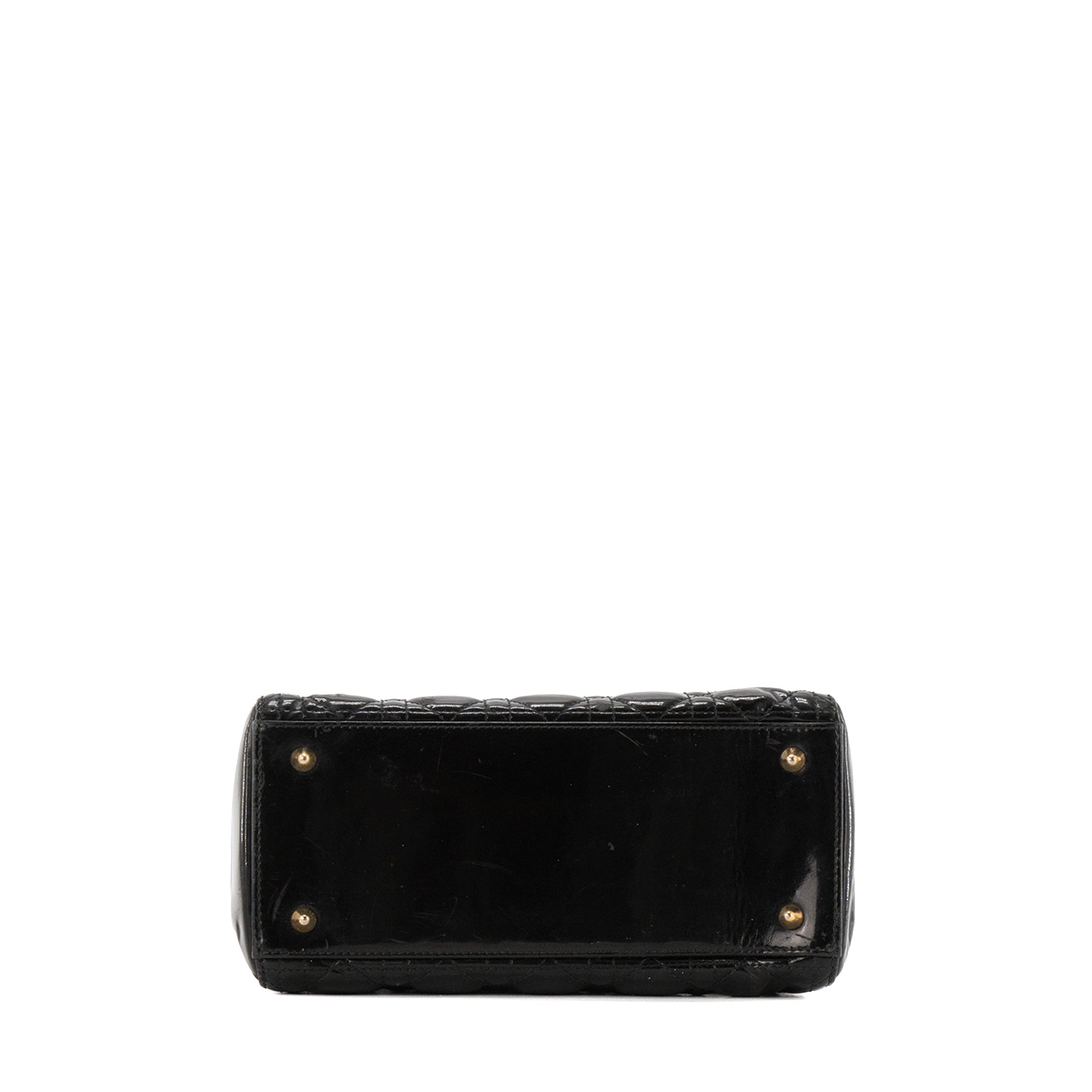 DIOR - Sac à bandoulière Lady Dior Medium en cuir verni noir