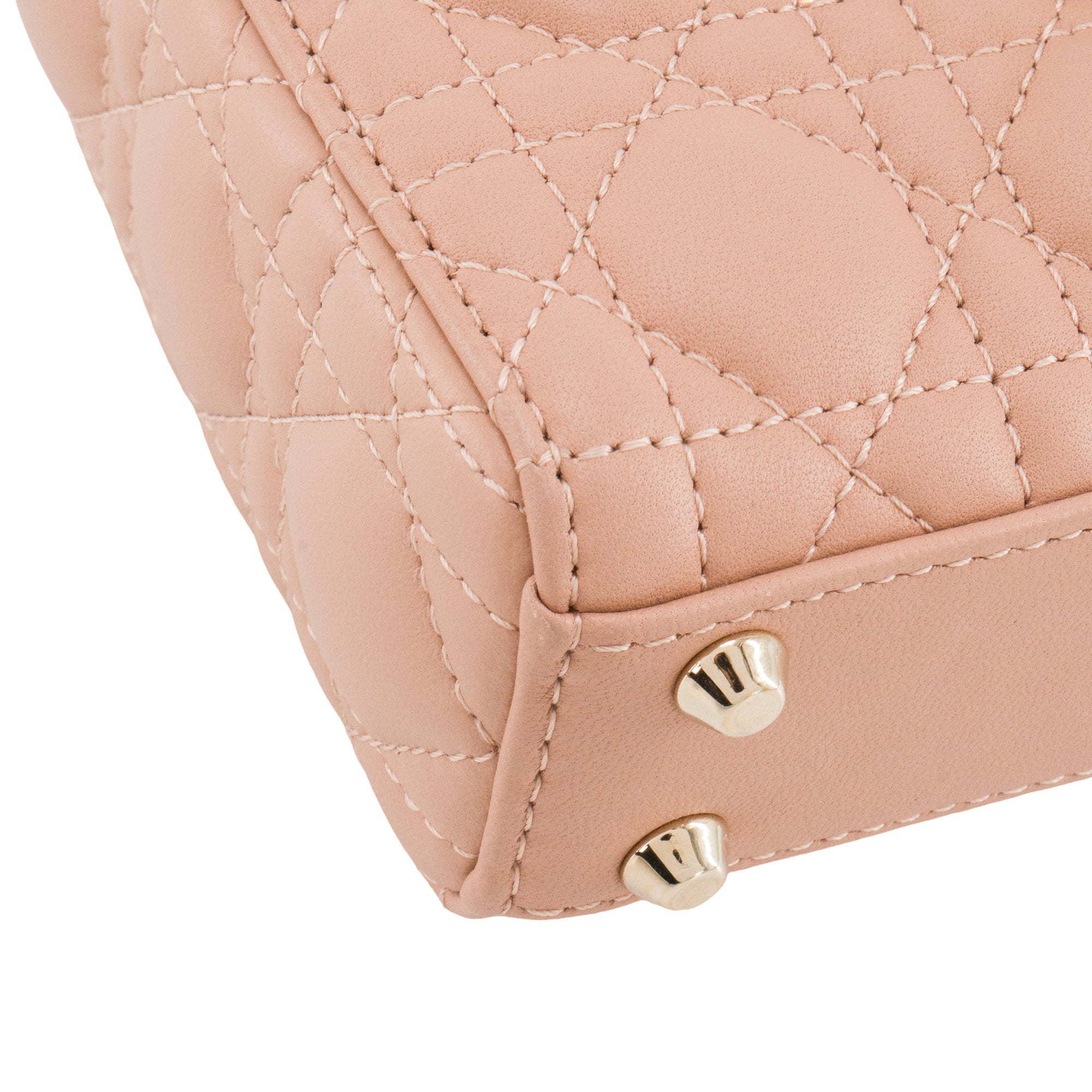 DIOR - Sac à bandoulière Lady Dior micro Dior en cuir cannage rose ancien