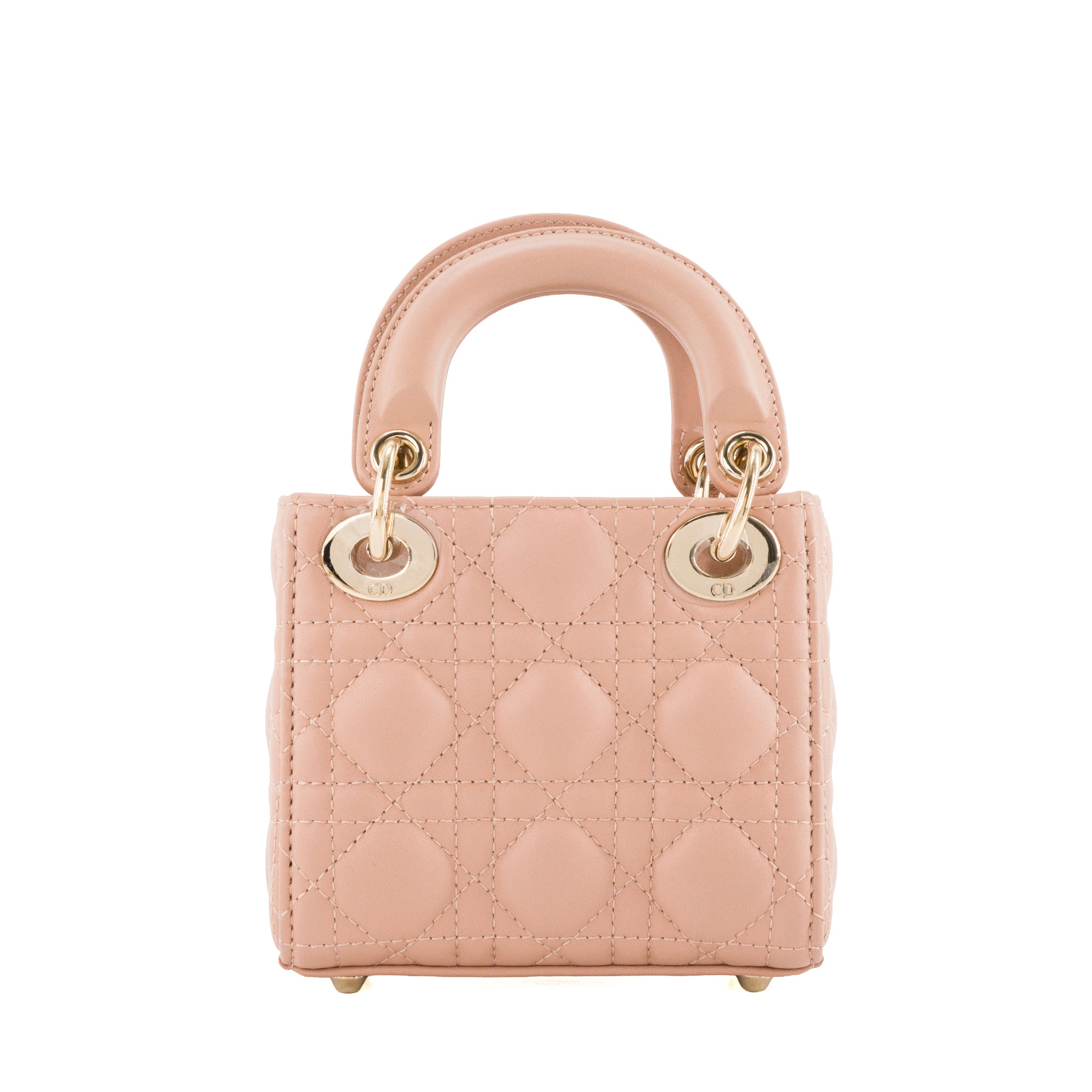 DIOR - Sac à bandoulière Lady Dior micro Dior en cuir cannage rose ancien