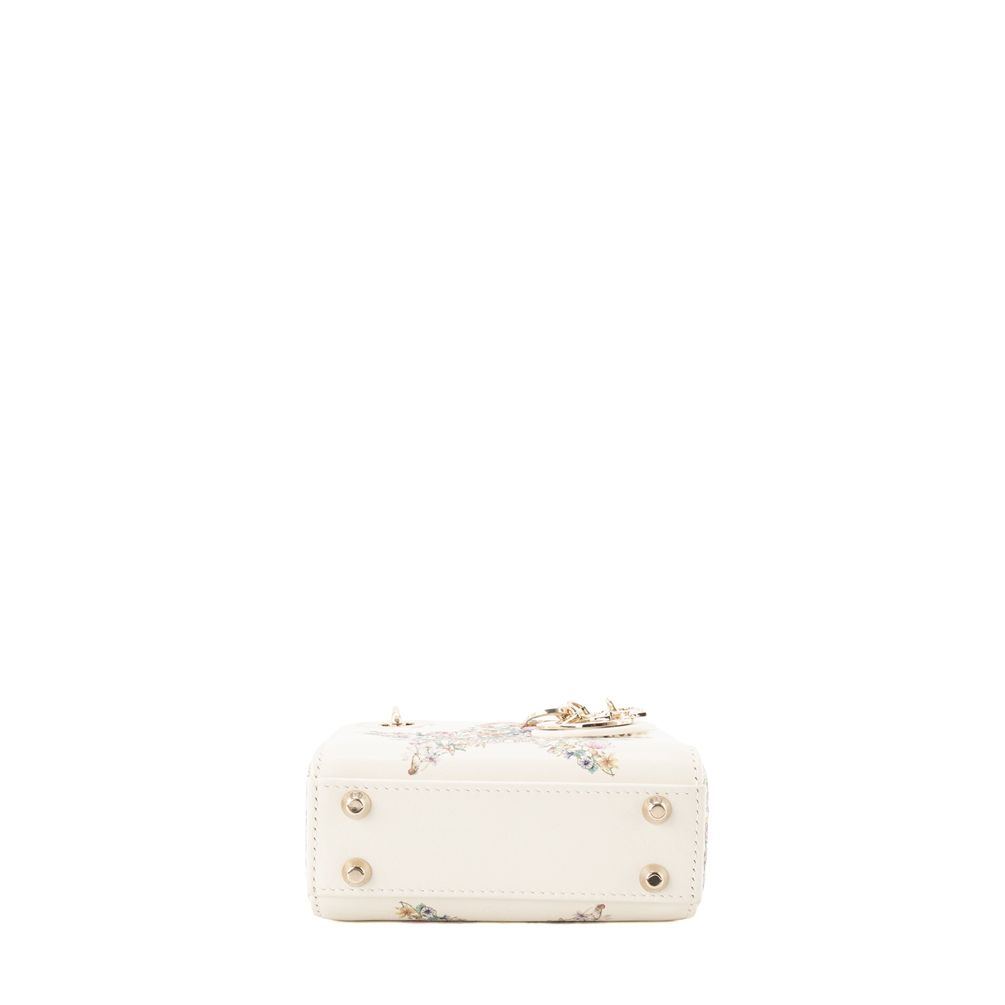 DIOR - Sac à bandoulière Lady Dior Micro Lucky Star en cuir lisse blanc édition limitée