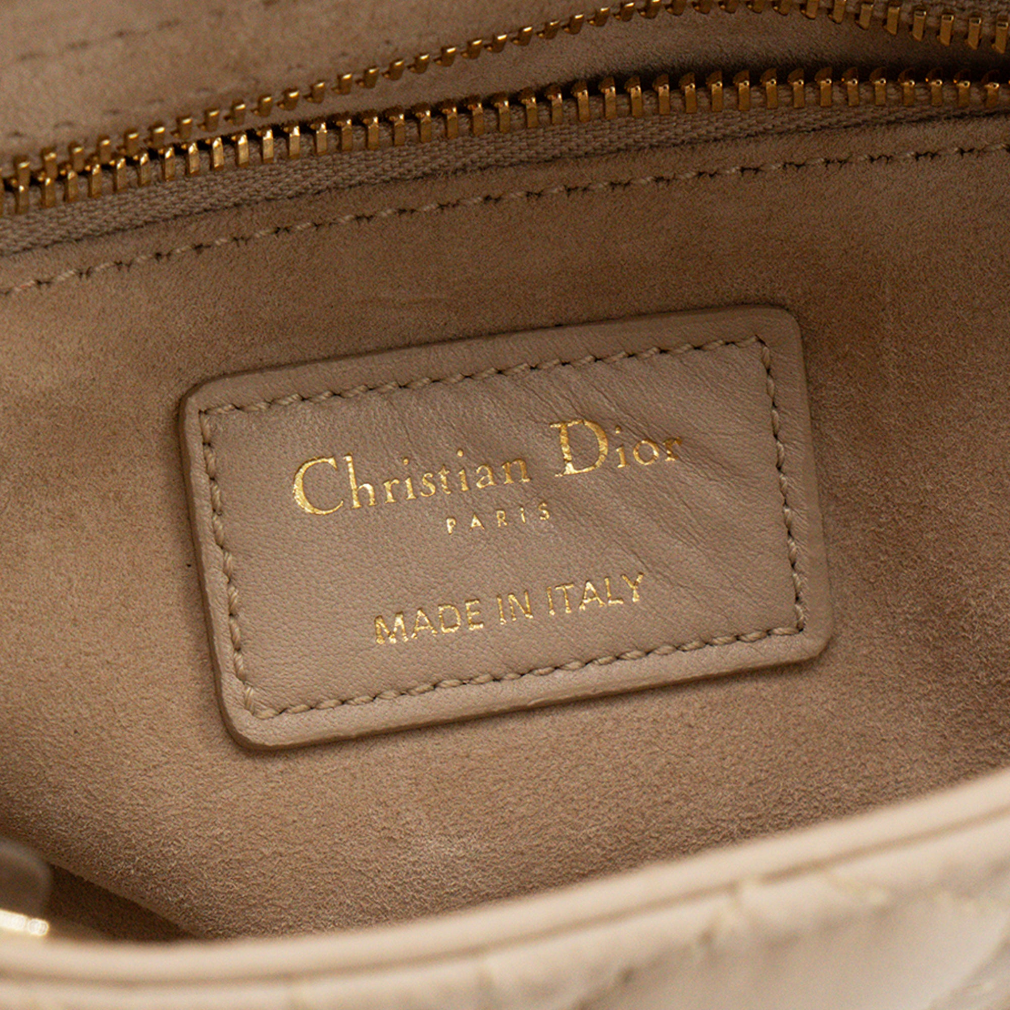 DIOR - Sac à bandoulière Lady Dior mini Dior en cuir cannage beige
