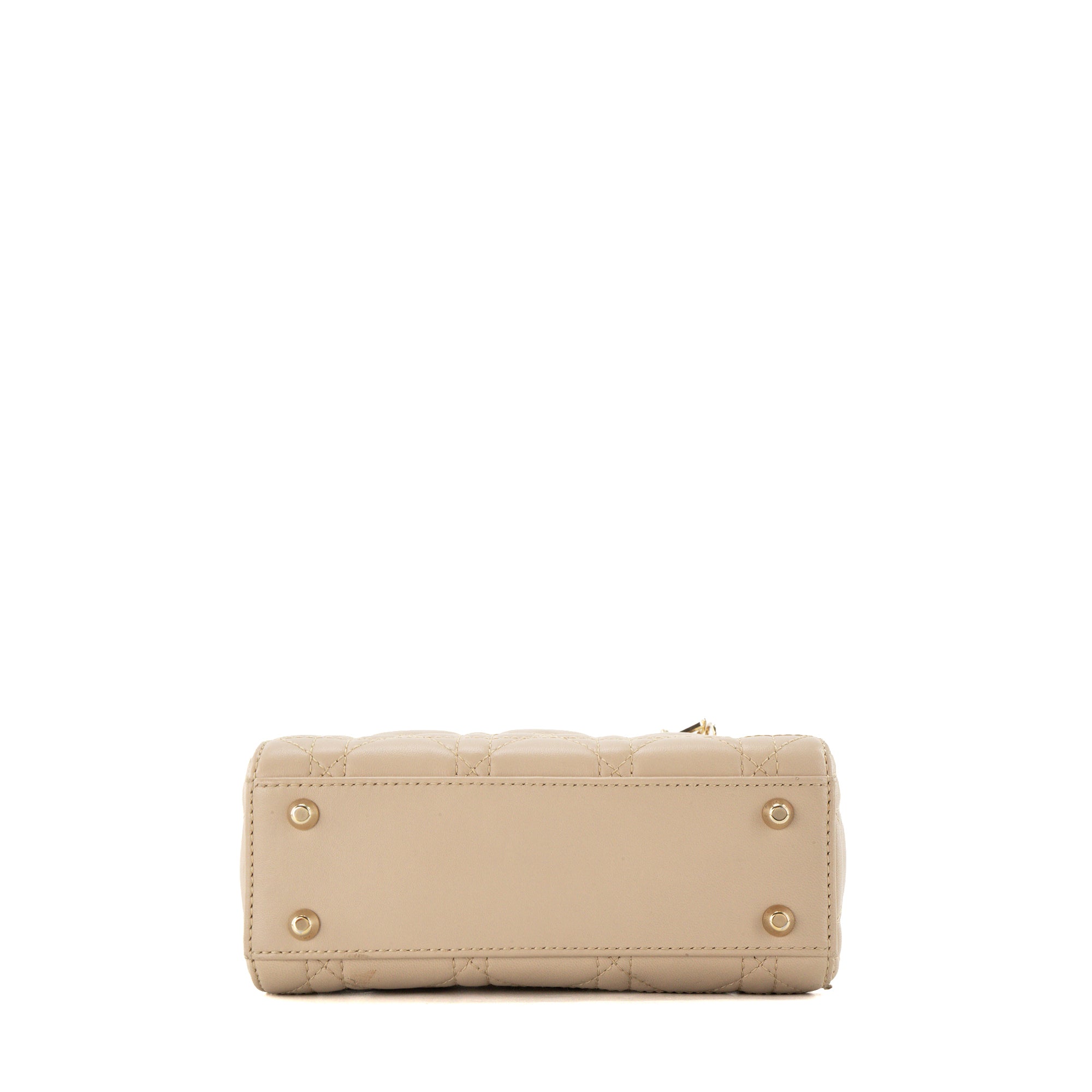 DIOR - Sac à bandoulière Lady Dior mini Dior en cuir cannage beige
