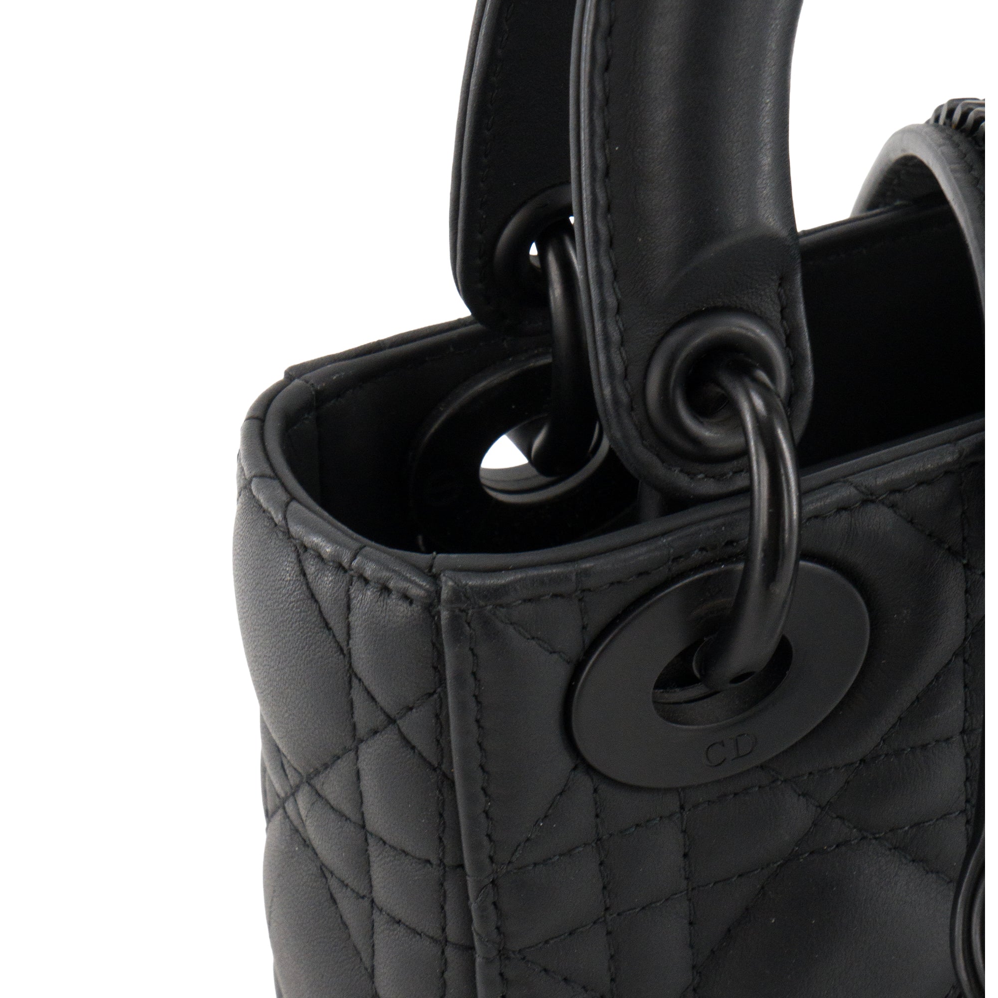 DIOR - Sac à bandoulière Lady Dior mini Dior en cuir cannage full black