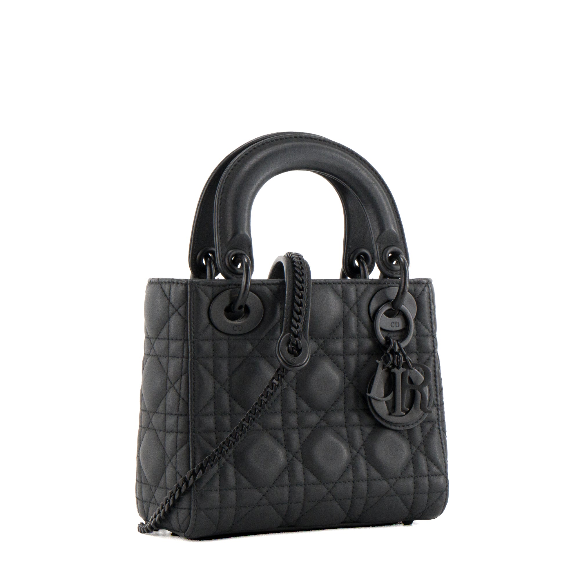 DIOR - Sac à bandoulière Lady Dior mini Dior en cuir cannage full black