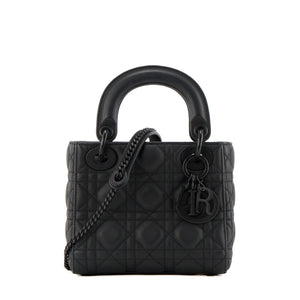 DIOR - Sac à bandoulière Lady Dior mini Dior en cuir cannage full black