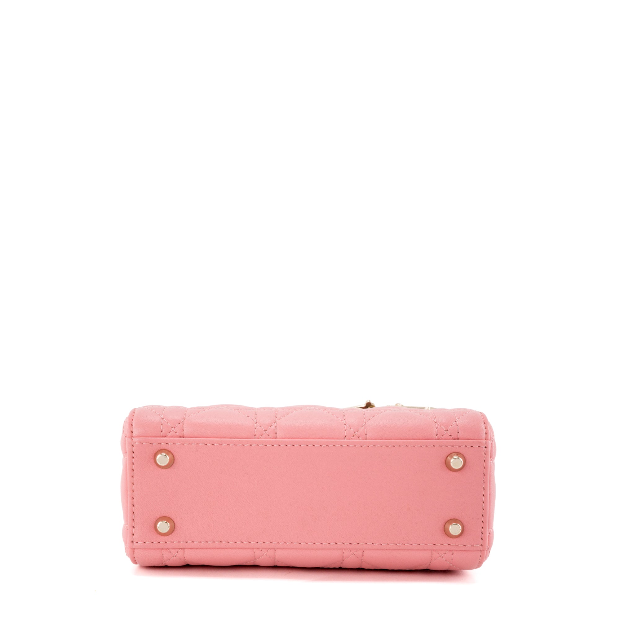 DIOR - Sac à bandoulière Lady Dior mini Dior en cuir cannage rose