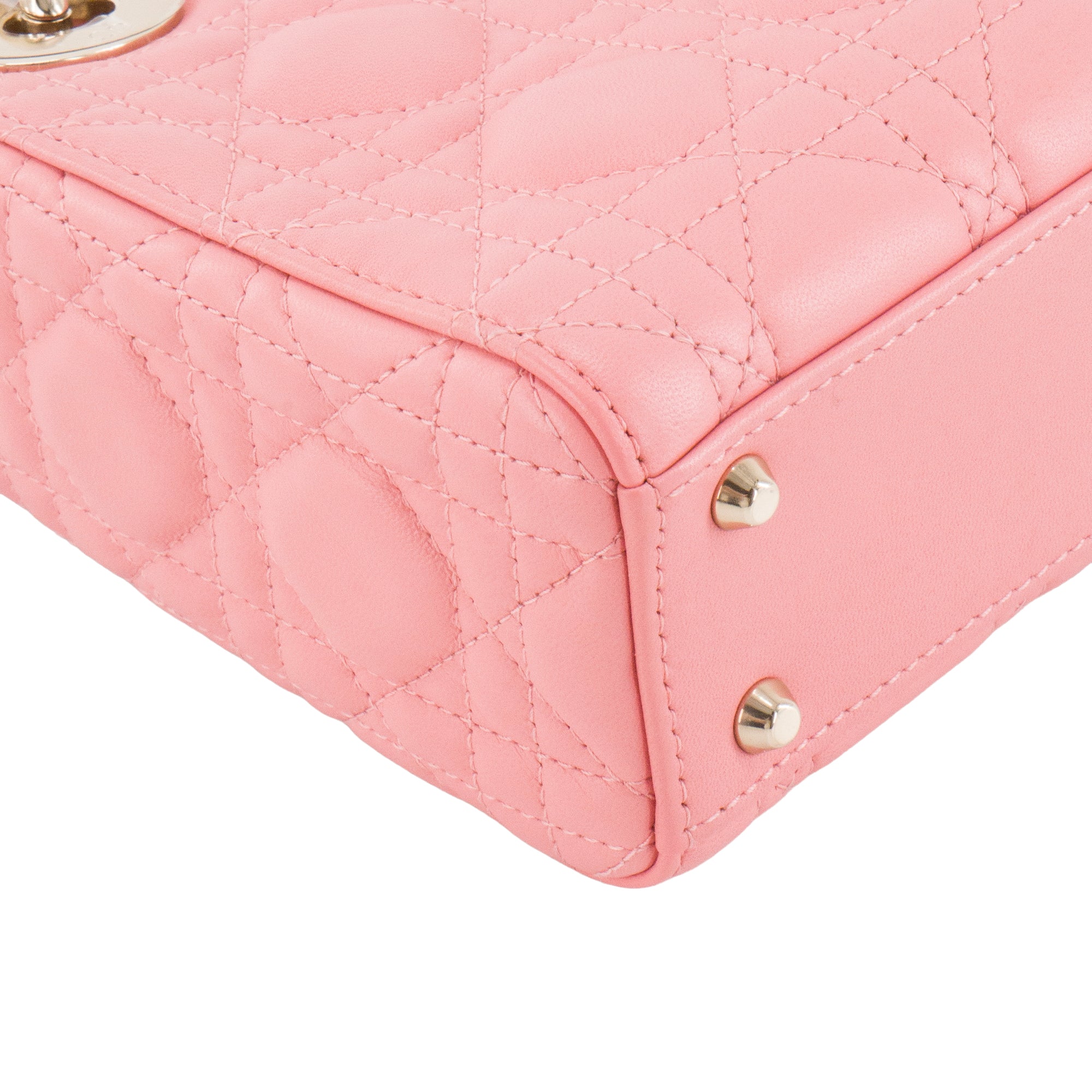DIOR - Sac à bandoulière Lady Dior mini Dior en cuir cannage rose