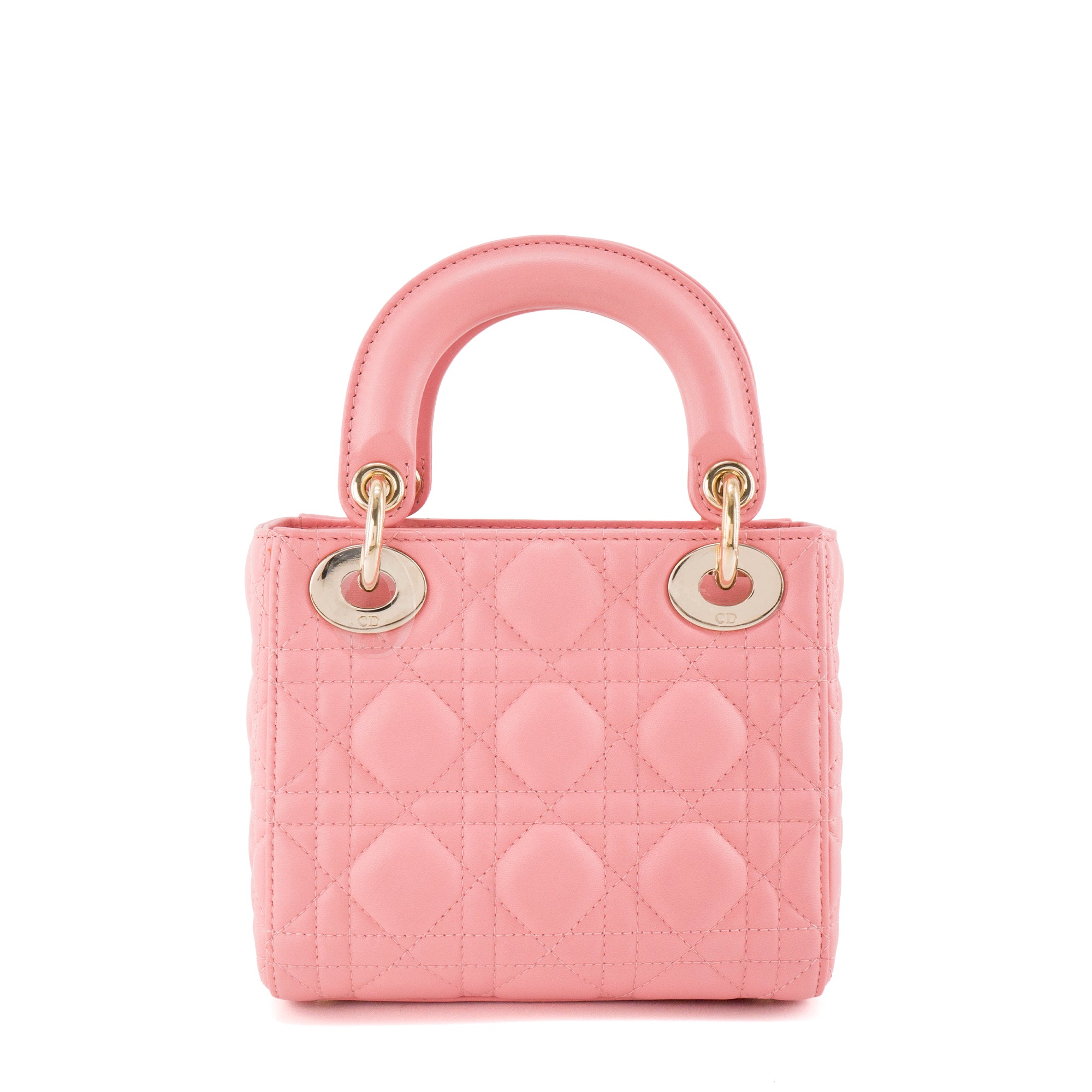 DIOR - Sac à bandoulière Lady Dior mini Dior en cuir cannage rose